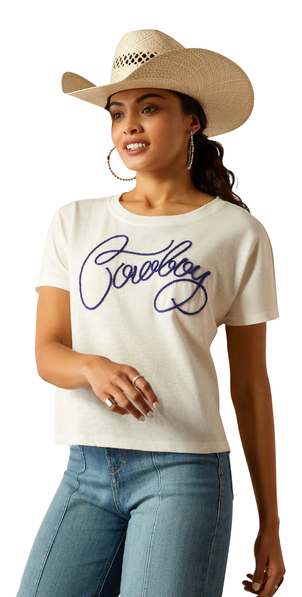ARIAT Cowboy Cropped Short-Sleeve T-Shirt for Ladies
