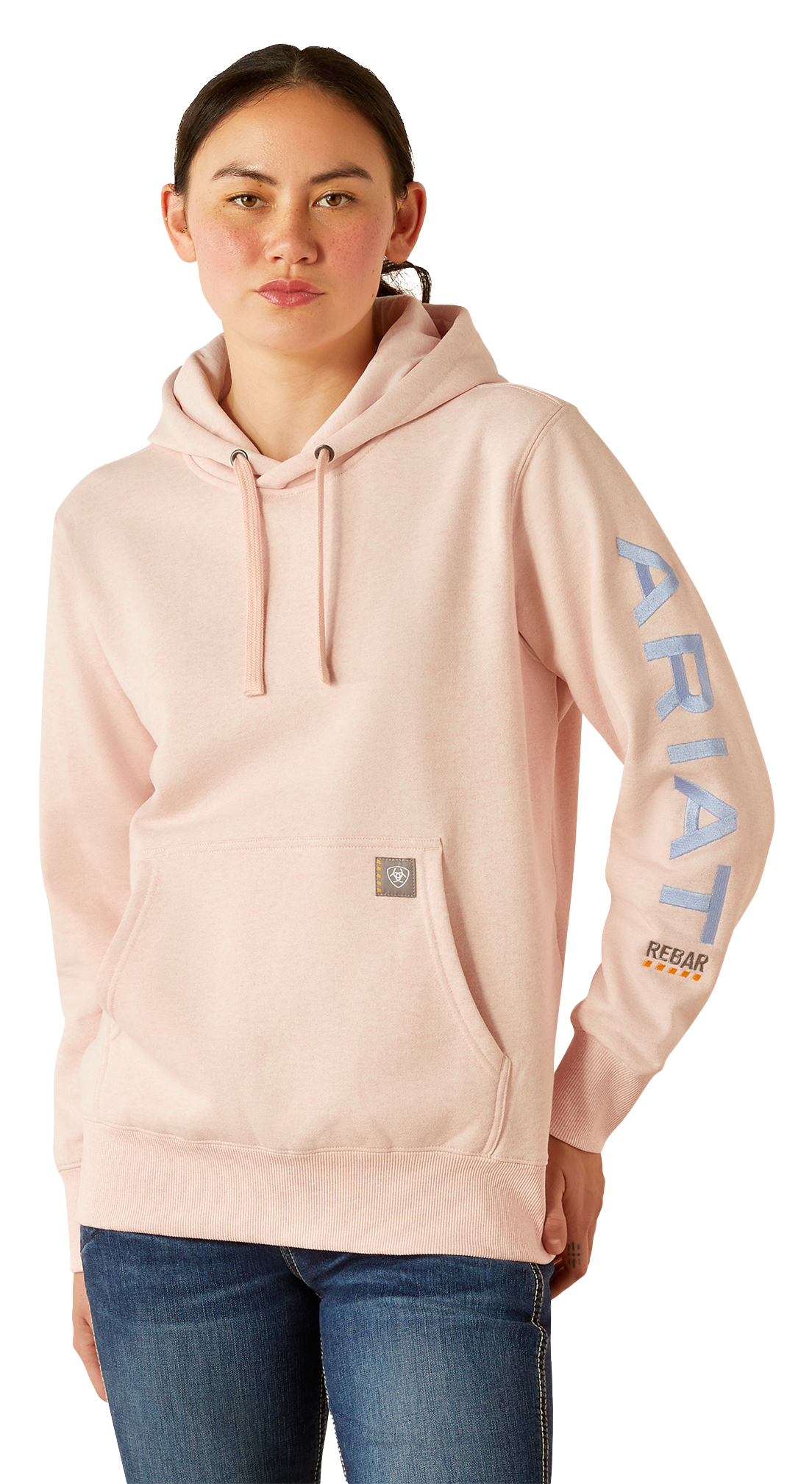Image of Ariat Rebar Graphic Long-Sleeve Hoodie for Ladies - Powder Pink