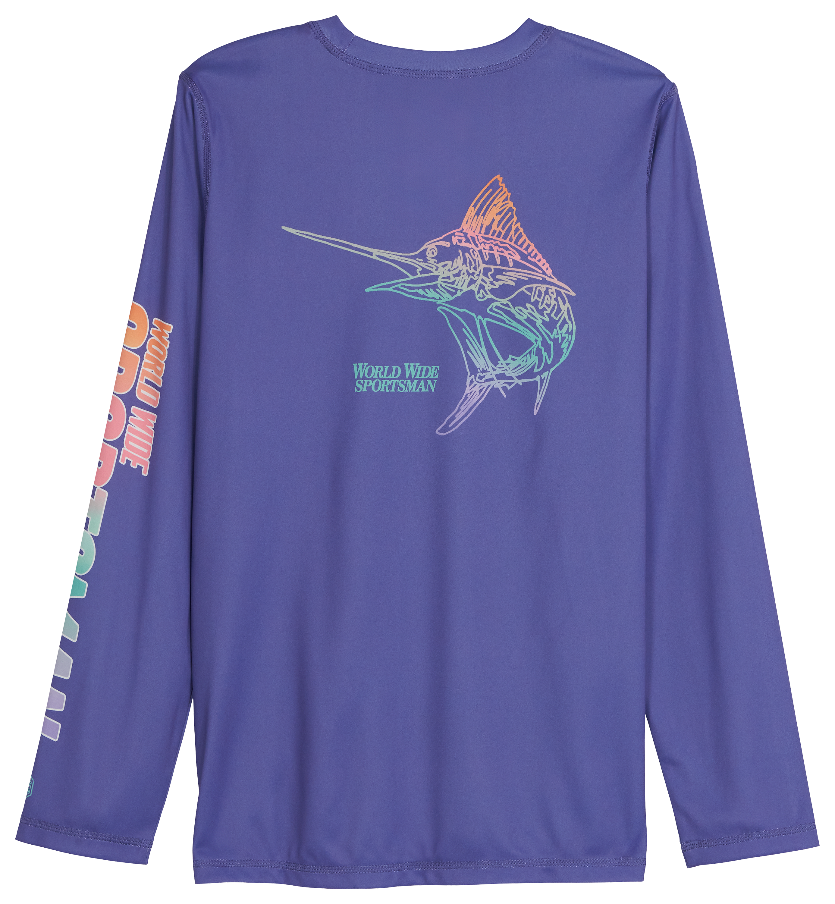 Image of World Wide Sportsman Surfcaster 3D Cool Long-Sleeve Sun Shirt for Kids - Marlin Rainbow