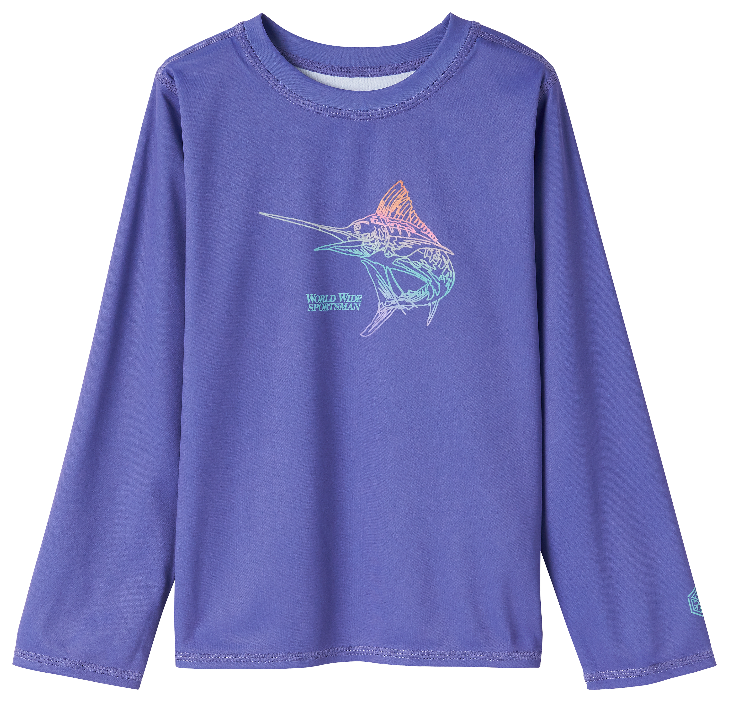 Image of World Wide Sportsman Surfcaster 3D Cool Long-Sleeve Sun Shirt for Toddlers - Marlin Rainbow