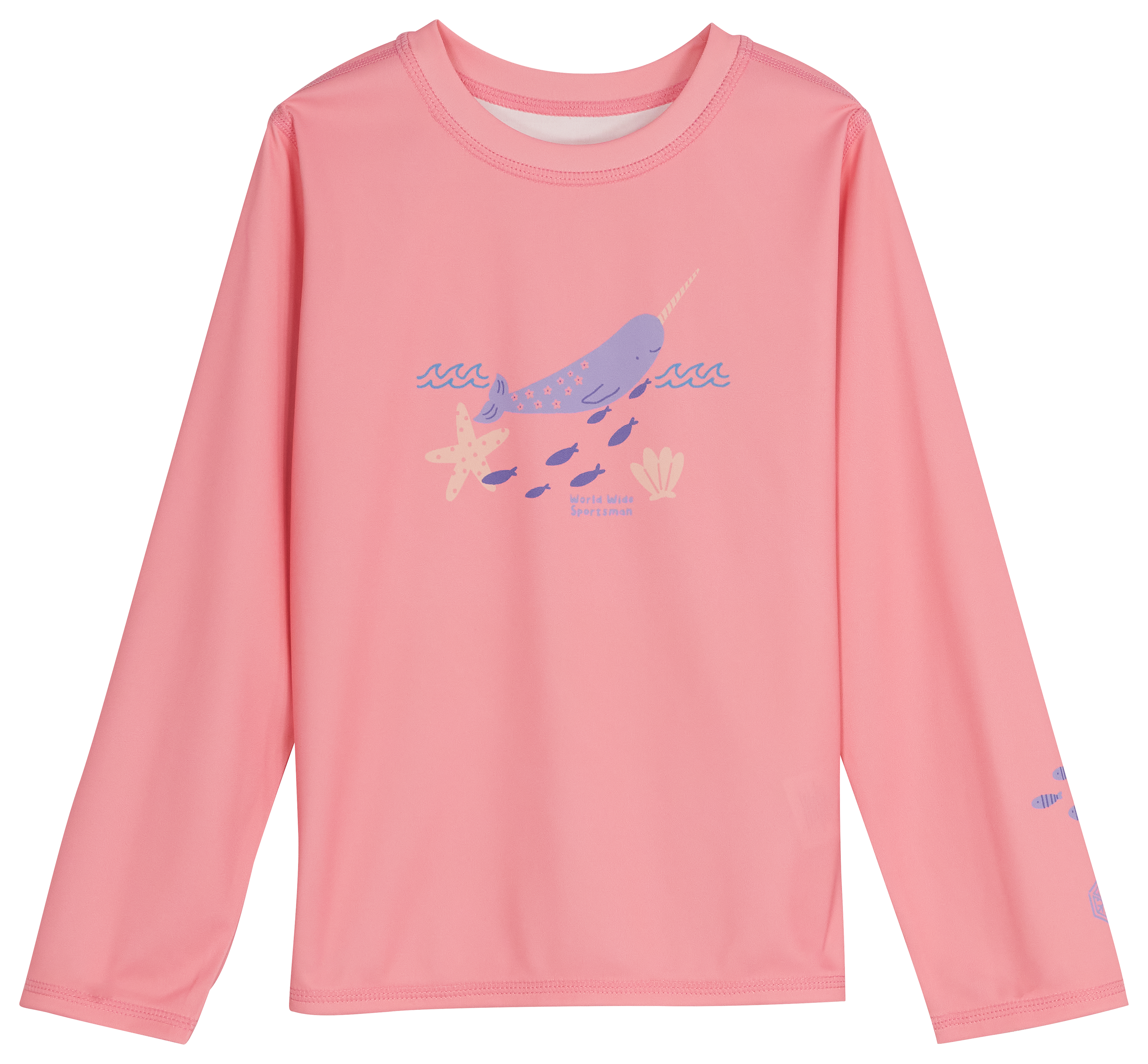 Image of World Wide Sportsman Surfcaster 3D Cool Long-Sleeve Sun Shirt for Toddlers - Narwhal and Friend