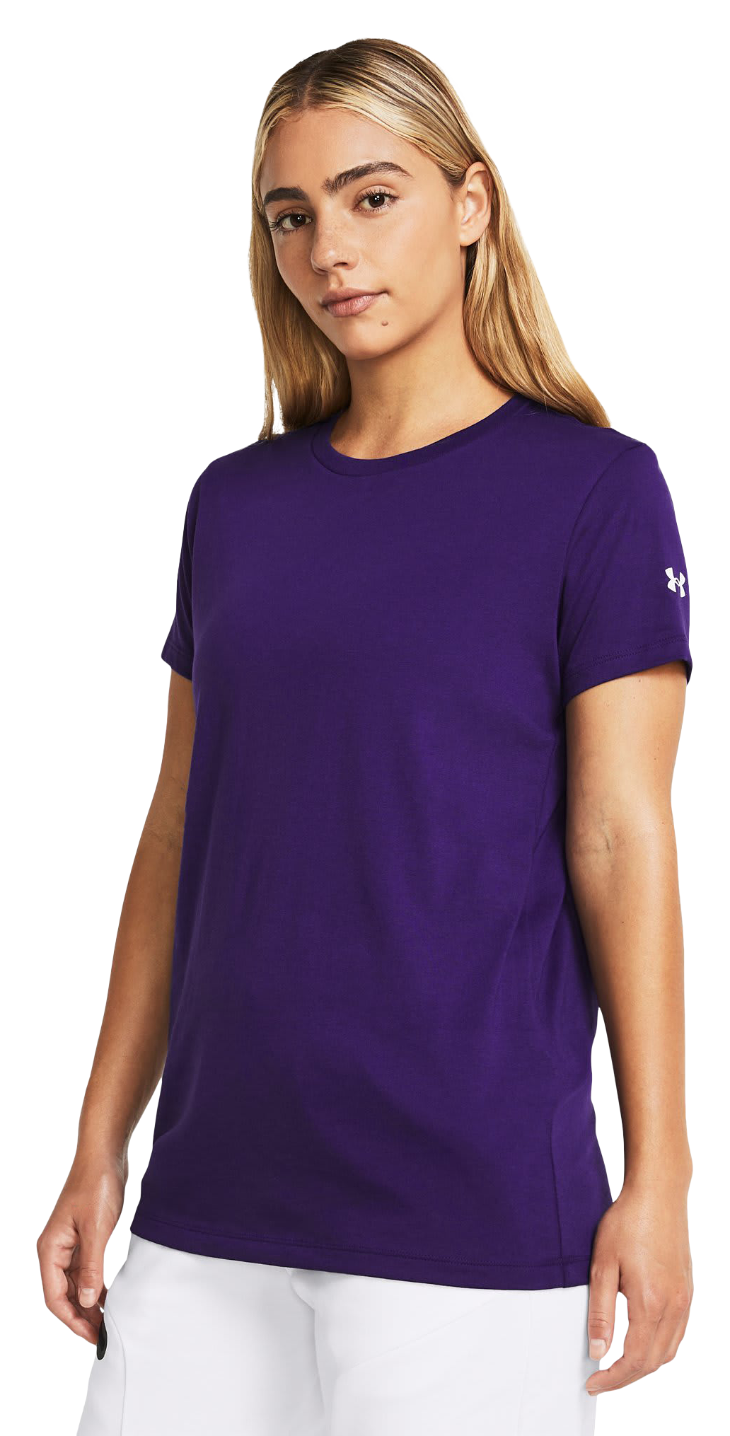 Image of Under Armour Athletics Short-Sleeve Shirt for Ladies - Purple/White