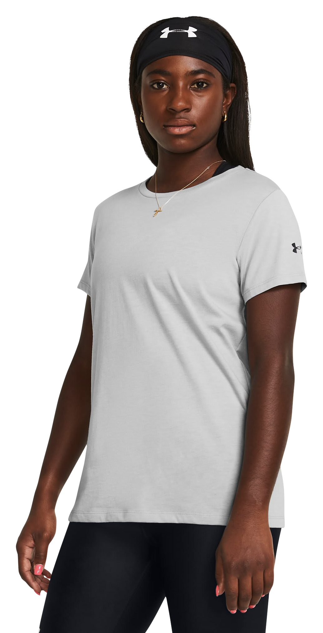 Image of Under Armour Athletics Short-Sleeve Shirt for Ladies - Mod Gray Medium Heather/Black - XXLT