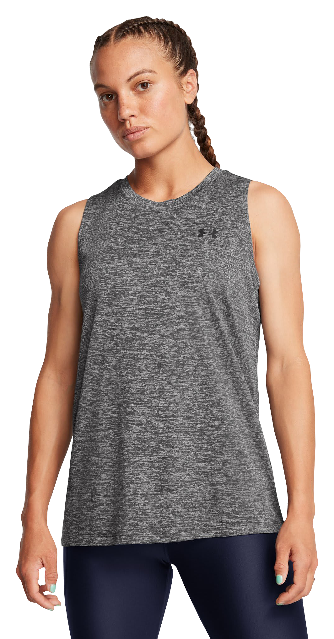 Image of Under Armour UA Tech Twist Tank Top for Ladies - Castlerock/Black - L