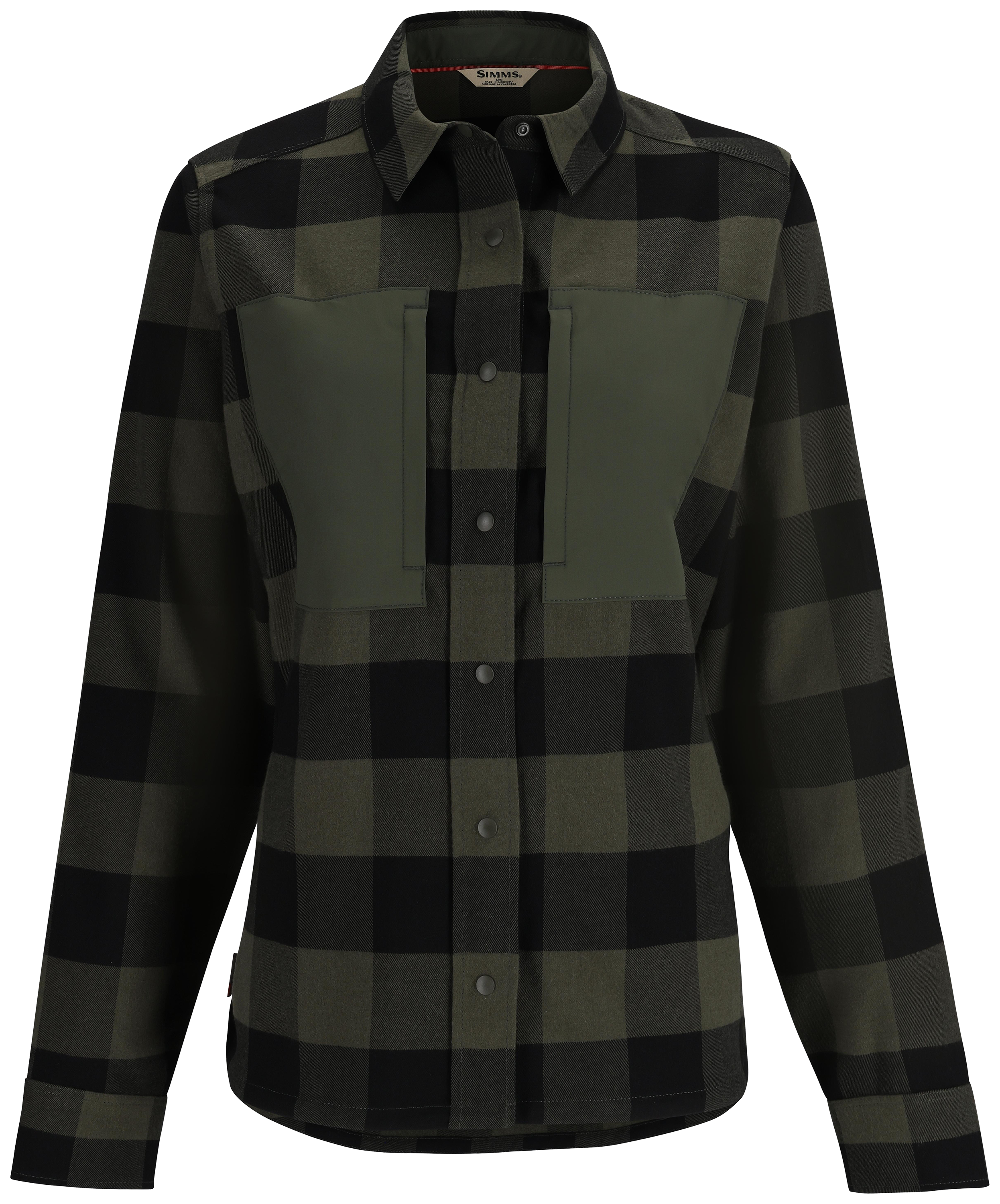 Image of Simms Guide Flannel Long-Sleeve Shirt for Ladies - Loden Buffalo Check - L