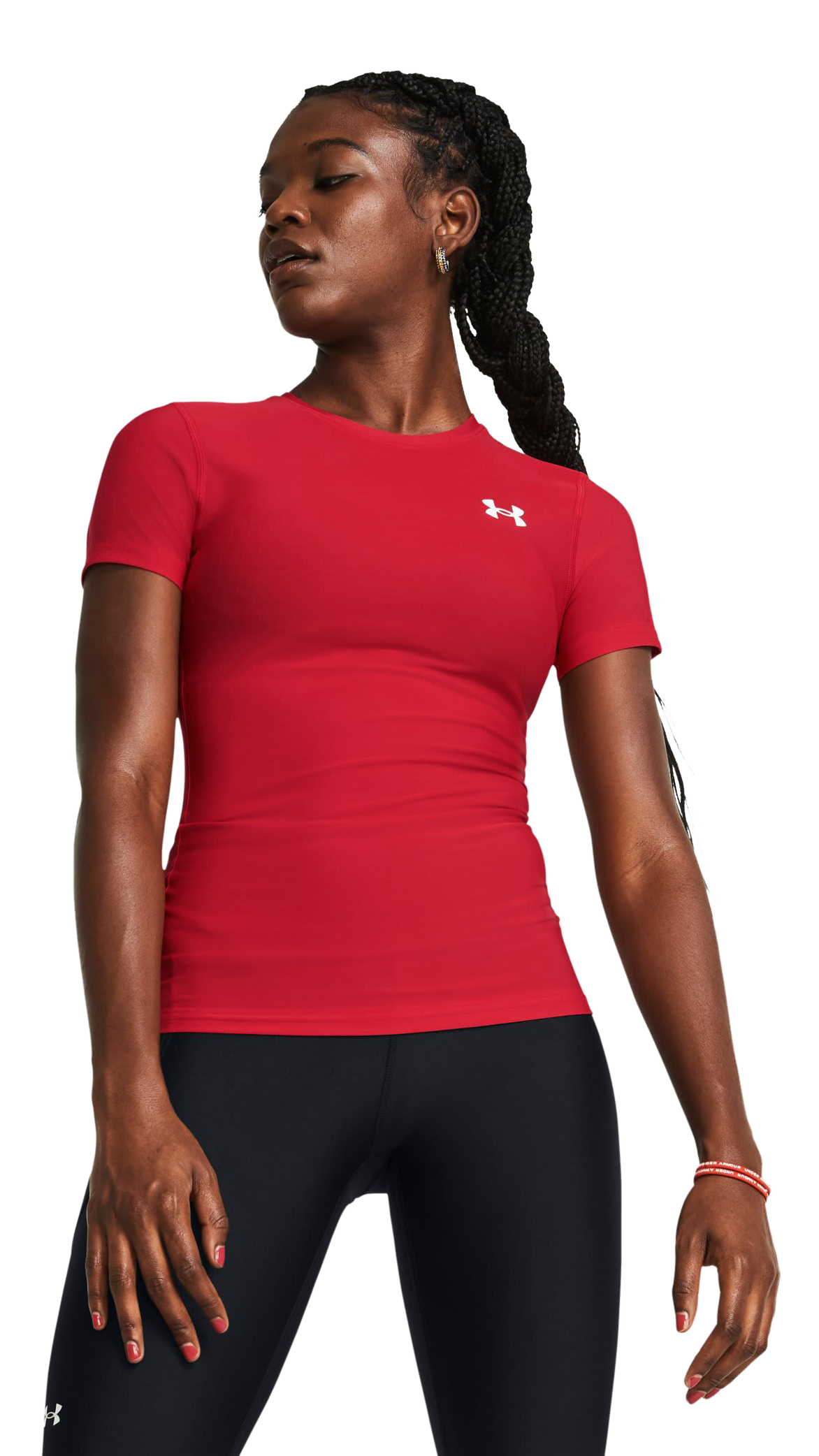Image of Under Armour HeatGear OG Compression T-Shirt for Ladies - Red/White
