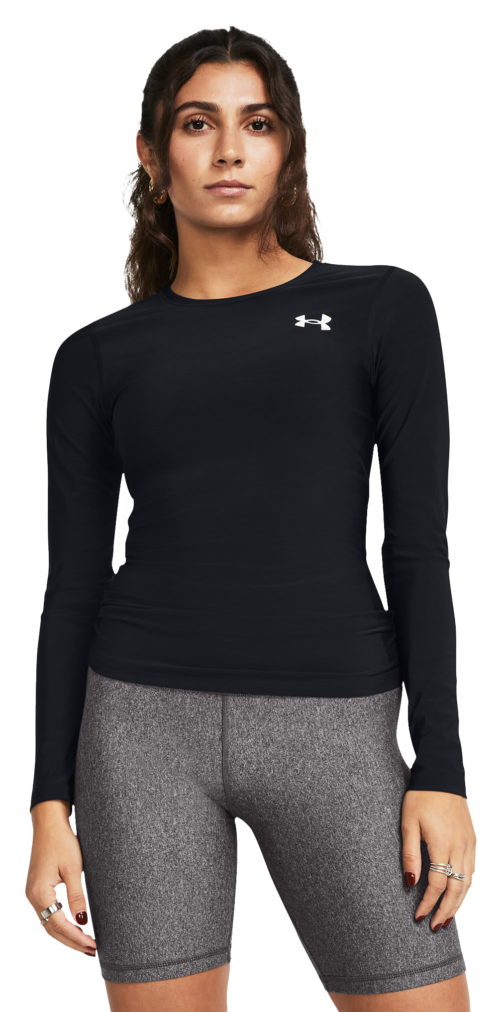 Image of Under Armour HeatGear OG Compression Long-Sleeve Shirt - - Black/White - M