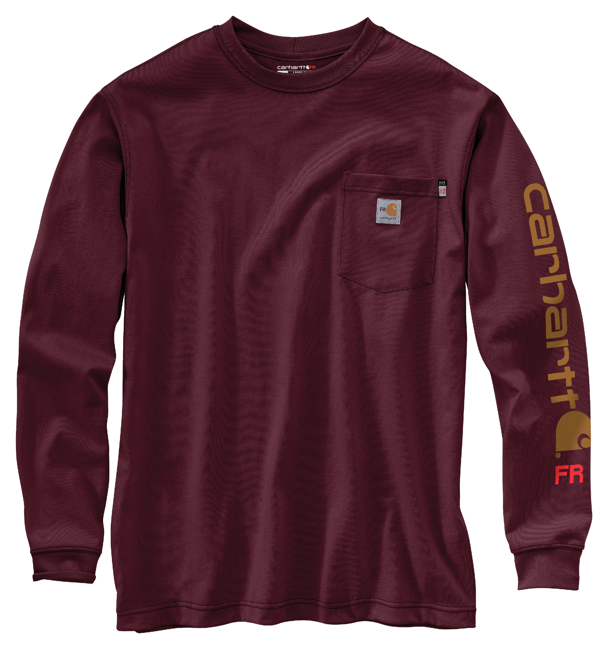 Image of Carhartt Force Flame-Resistant Loose-Fit Lightweight Logo Graphic Long-Sleeve T-Shirt for Men