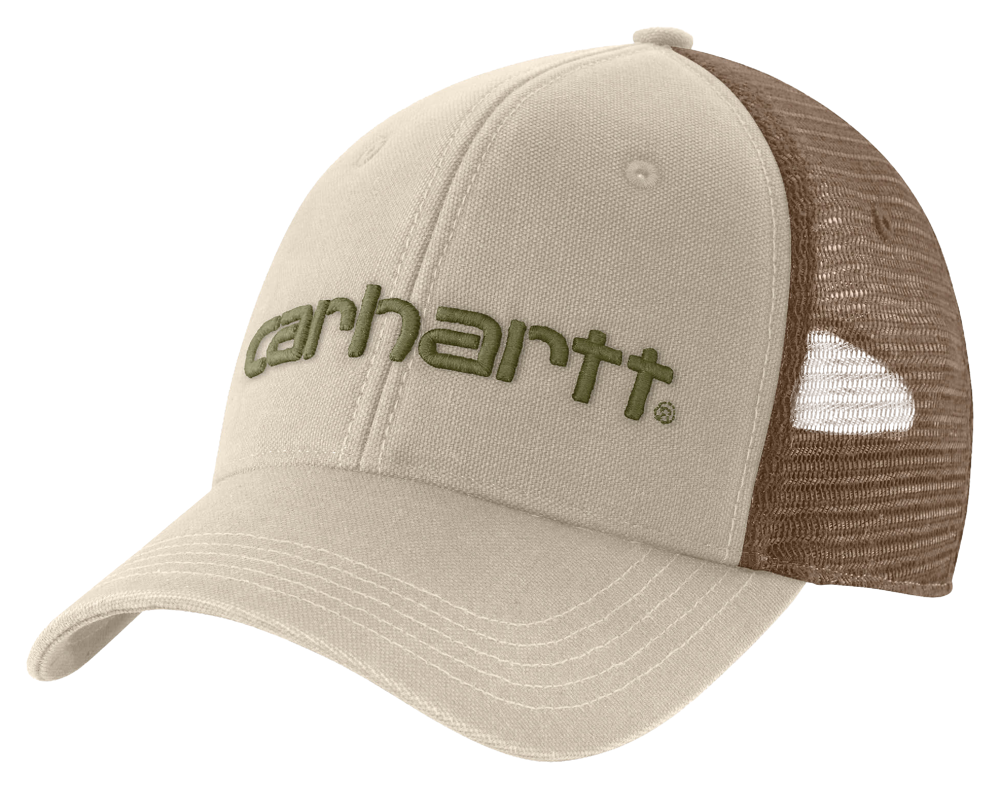 Image of Carhartt Canvas Mesh-Back Logo Graphic Cap - Oat Milk