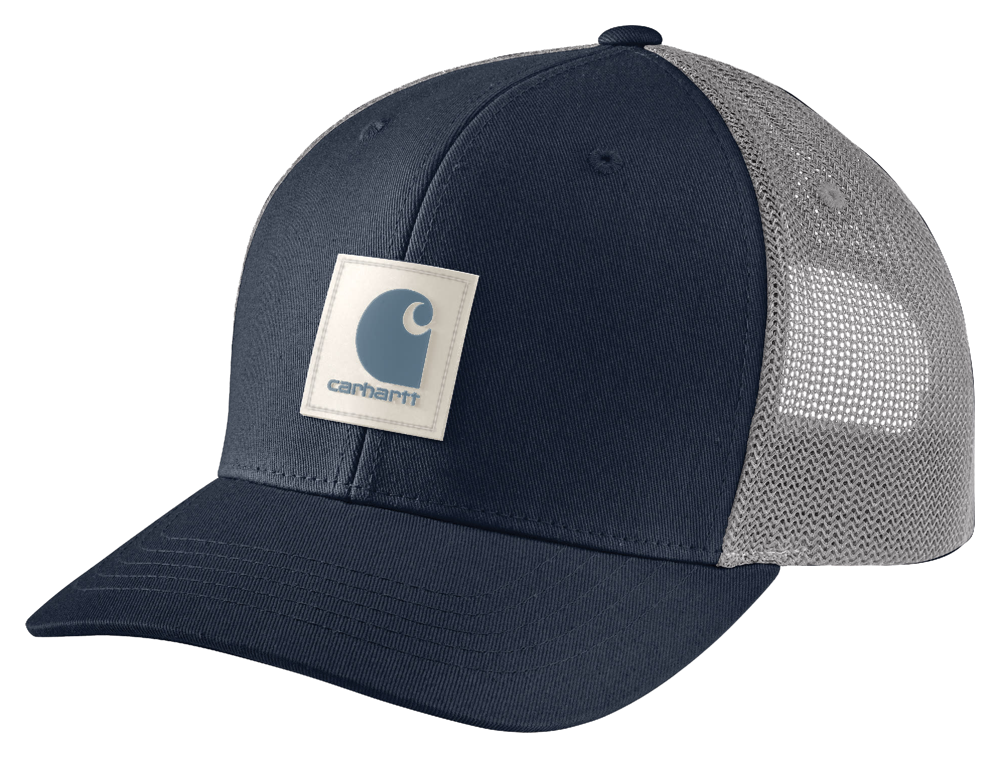 Image of Carhartt Rugged Flex Twill Logo Patch Mesh-Back Cap - Navy