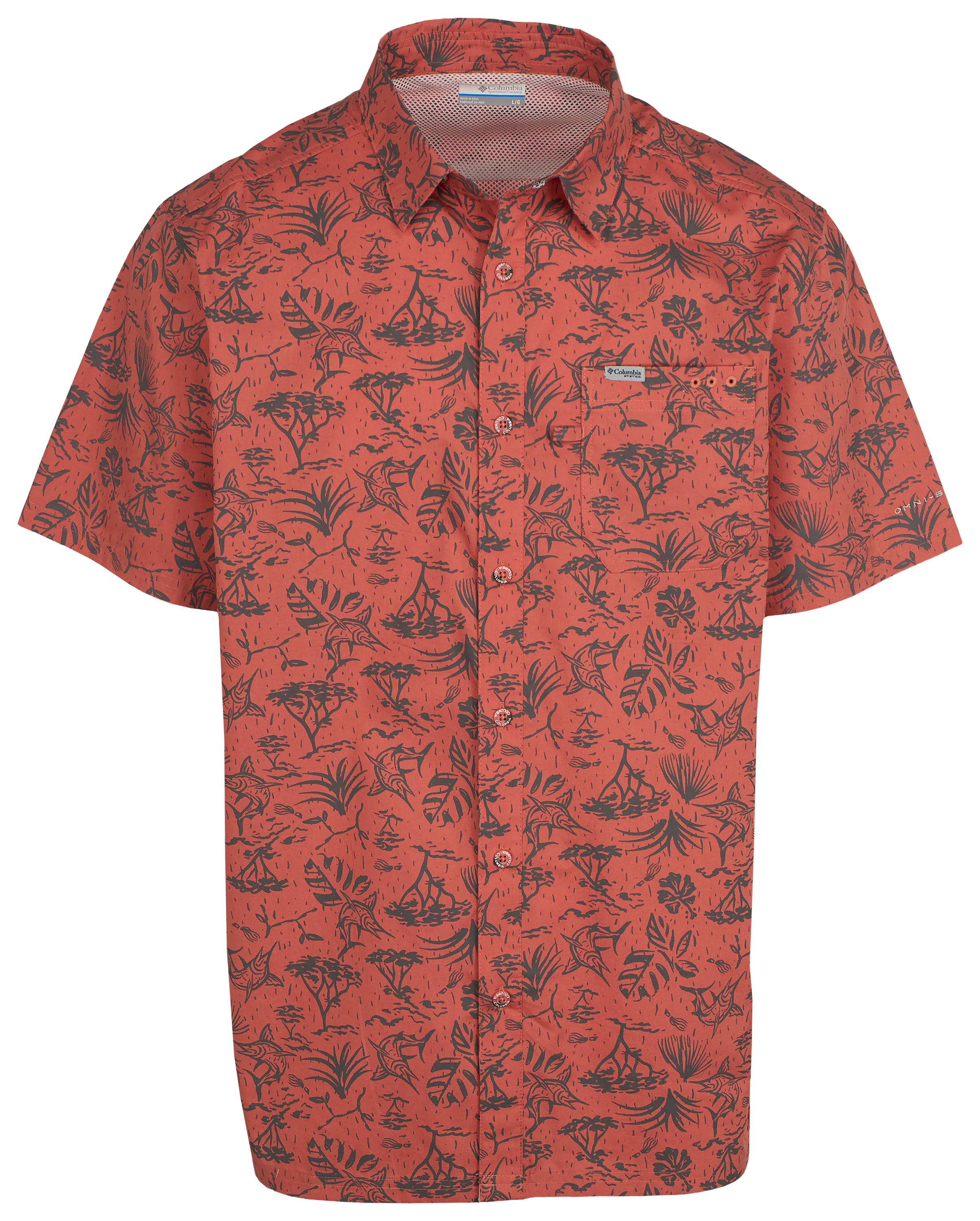 Image of Columbia Super Slack Tide Camp Short-Sleeve Button-Down Shirt - Faded Peach Marlin Chase - M