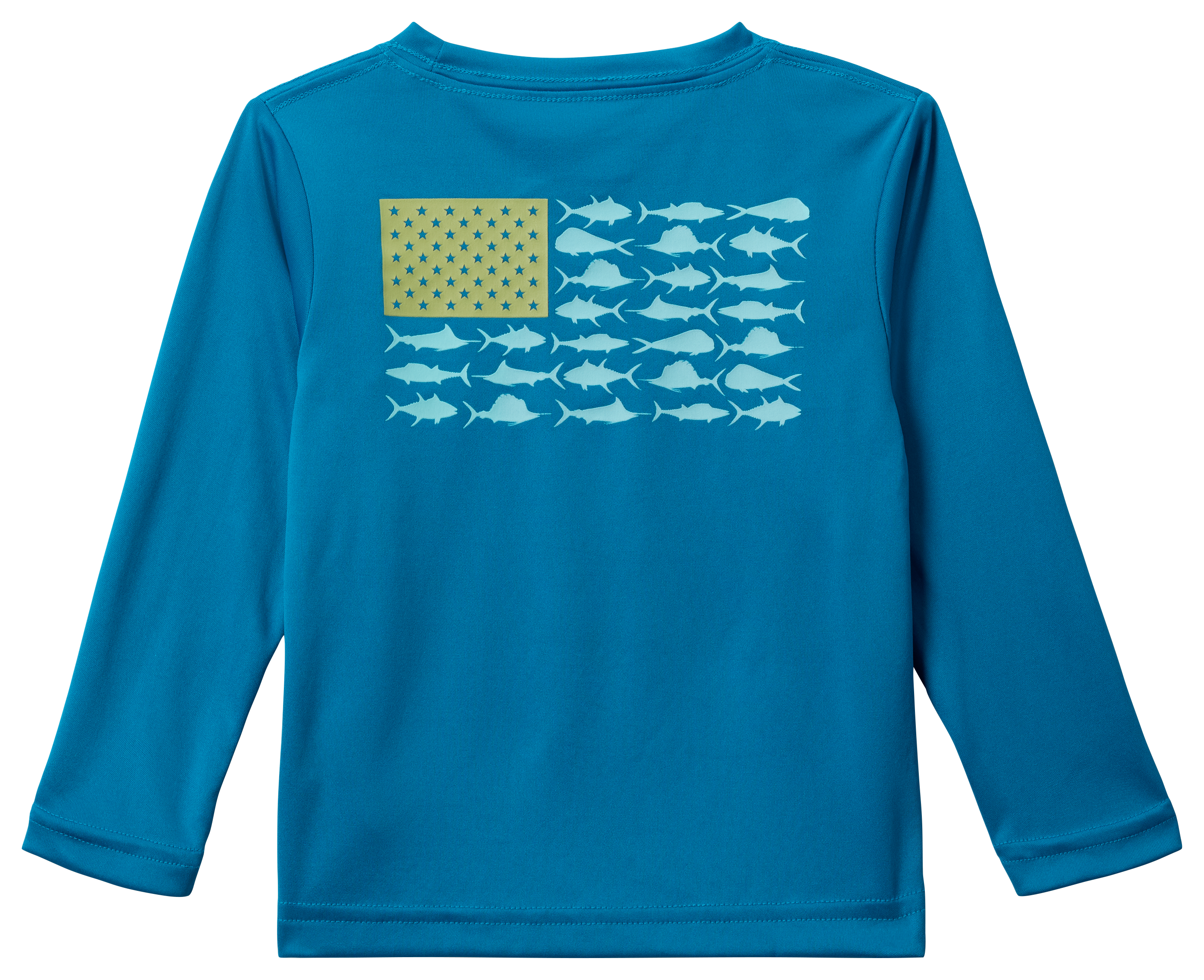 Image of Columbia PFG Terminal Tackle Fish Flag Long-Sleeve Shirt for Toddlers - Blue Echo