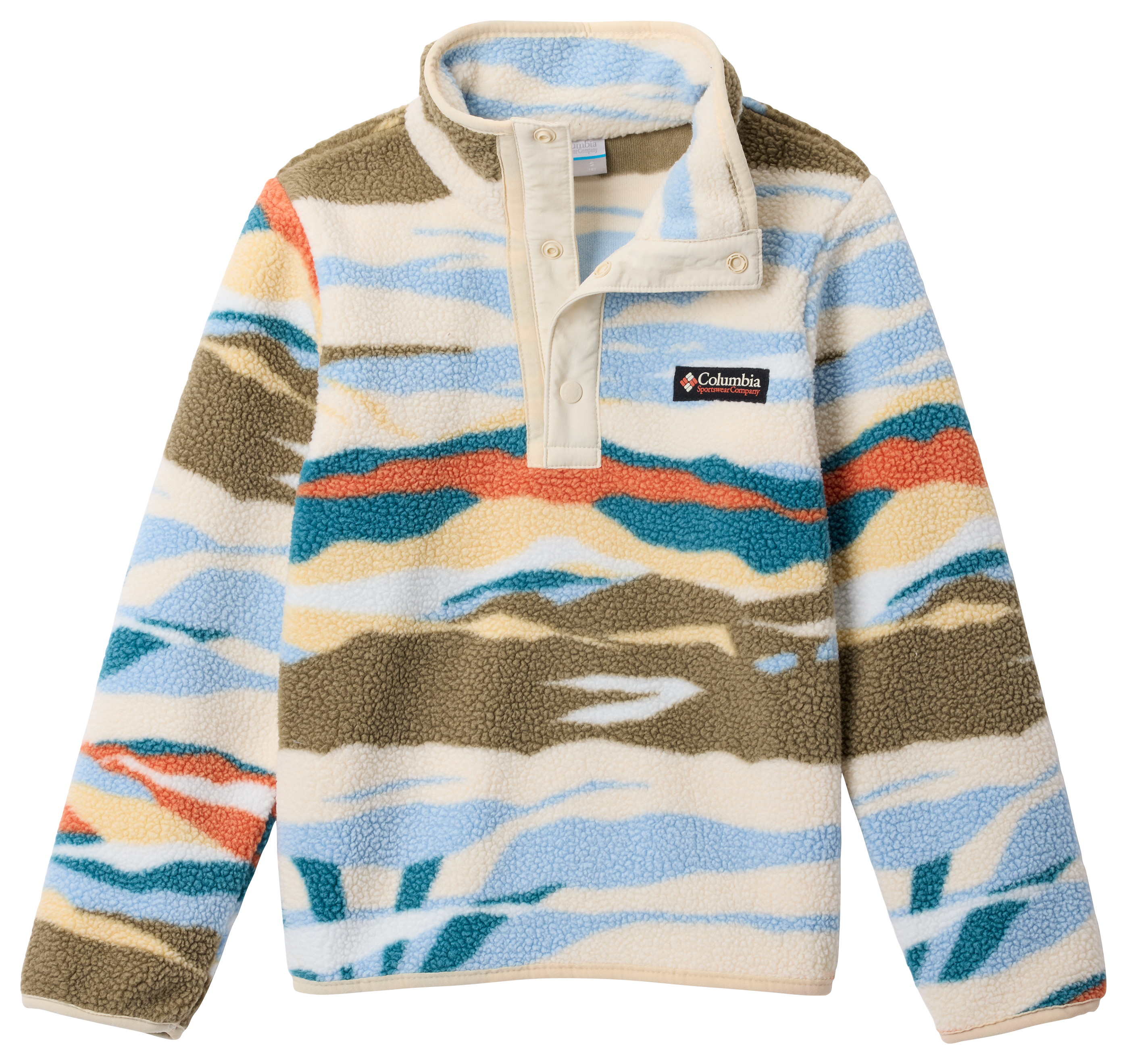 Image of Columbia Helvetia II Printed Fleece Half-Snap Pullover for Kids - Chalk - XXS