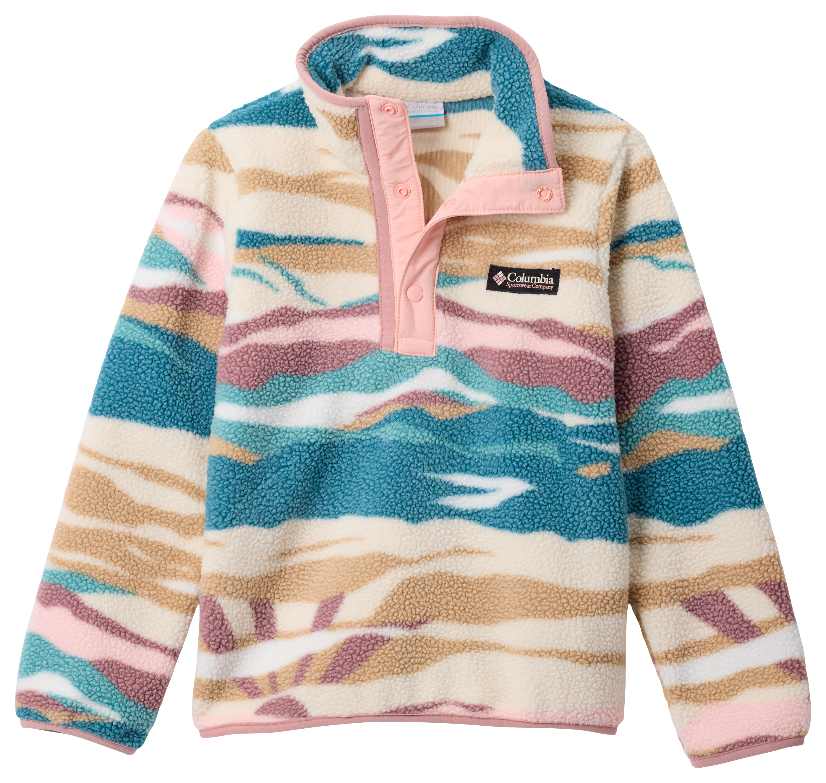 Image of Columbia Helvetia II Printed Fleece Half-Snap Pullover for Kids - River Blue - XXS