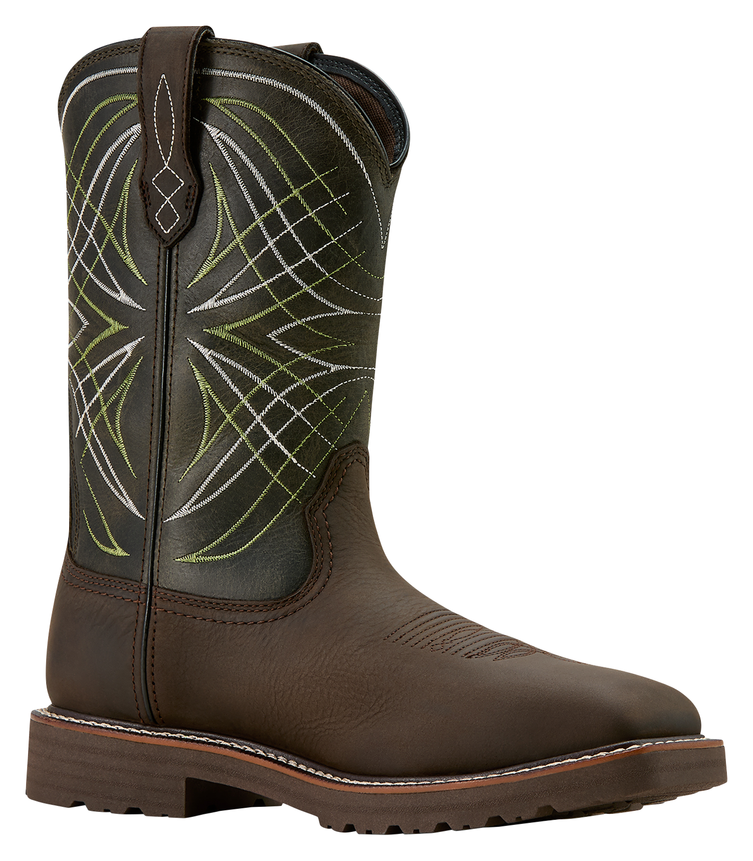 Image of Ariat Activator Waterproof Steel-Toe Western Work Boots for Men - Dark Brown - 12M