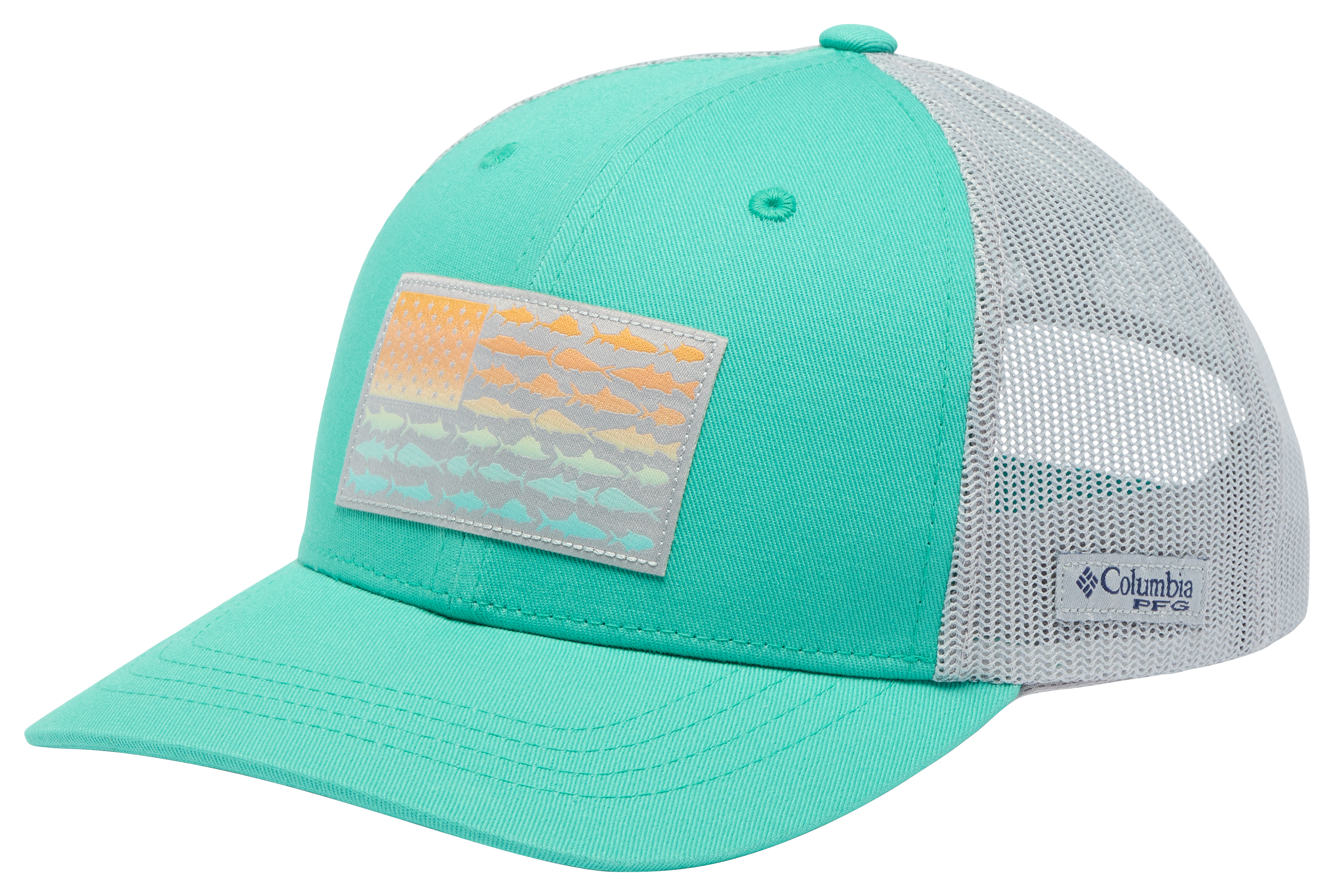 Image of Columbia PFG Fish Flag Snapback Cap for Kids - Glaze Green