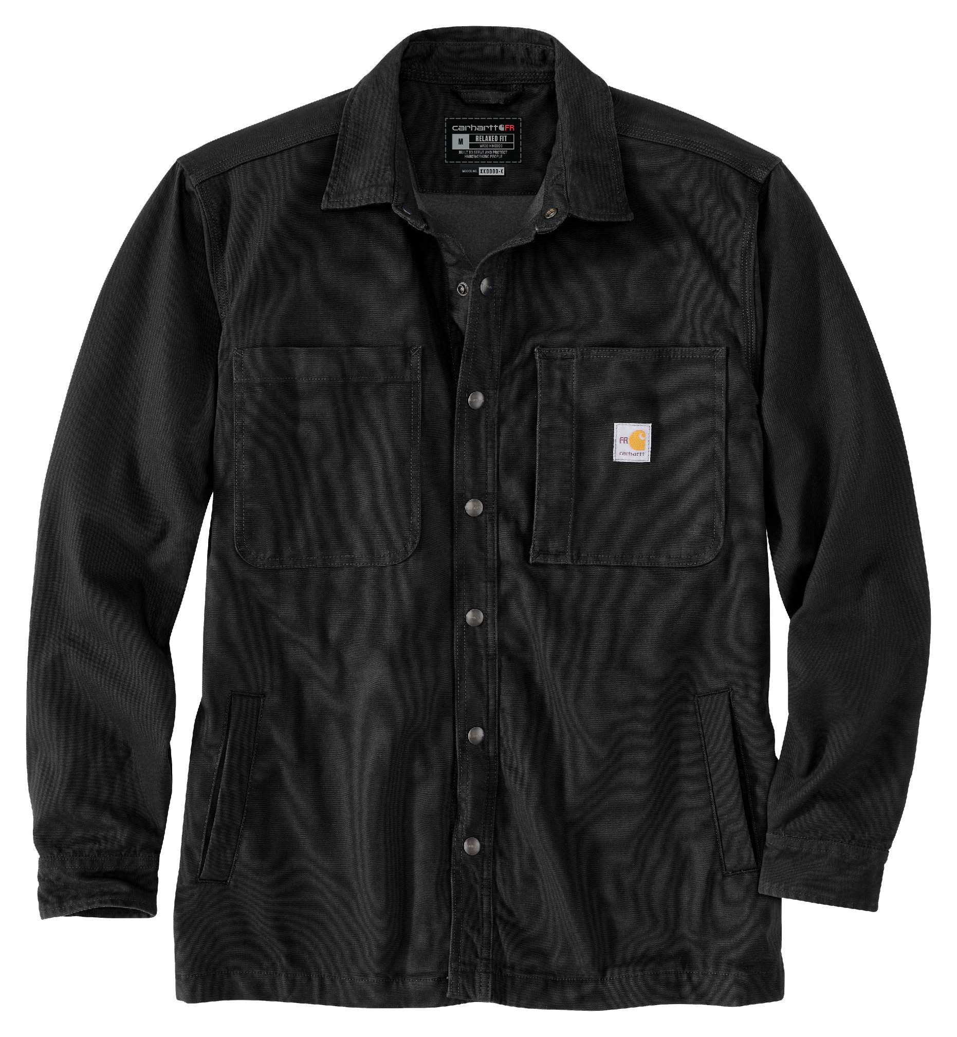 Image of Carhartt Flame-Resistant Rugged Flex Canvas Long-Sleeve Shirt Jac for Men - Black - 3XL