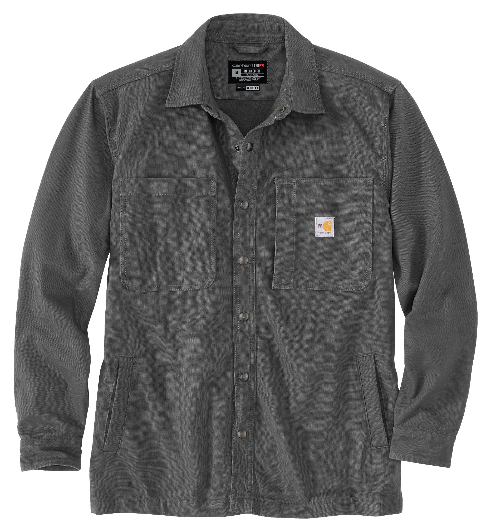 Image of Carhartt Flame-Resistant Rugged Flex Canvas Long-Sleeve Shirt Jac for Men - Shadow