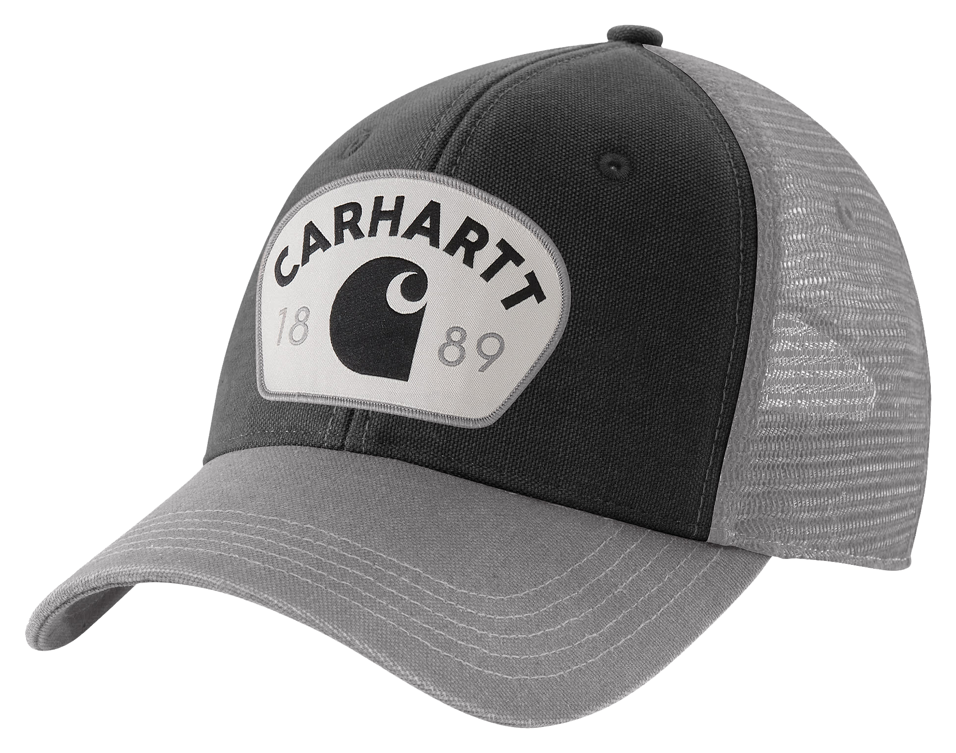 Image of Carhartt Canvas 1889 C Patch Mesh-Back Cap - Asphalt