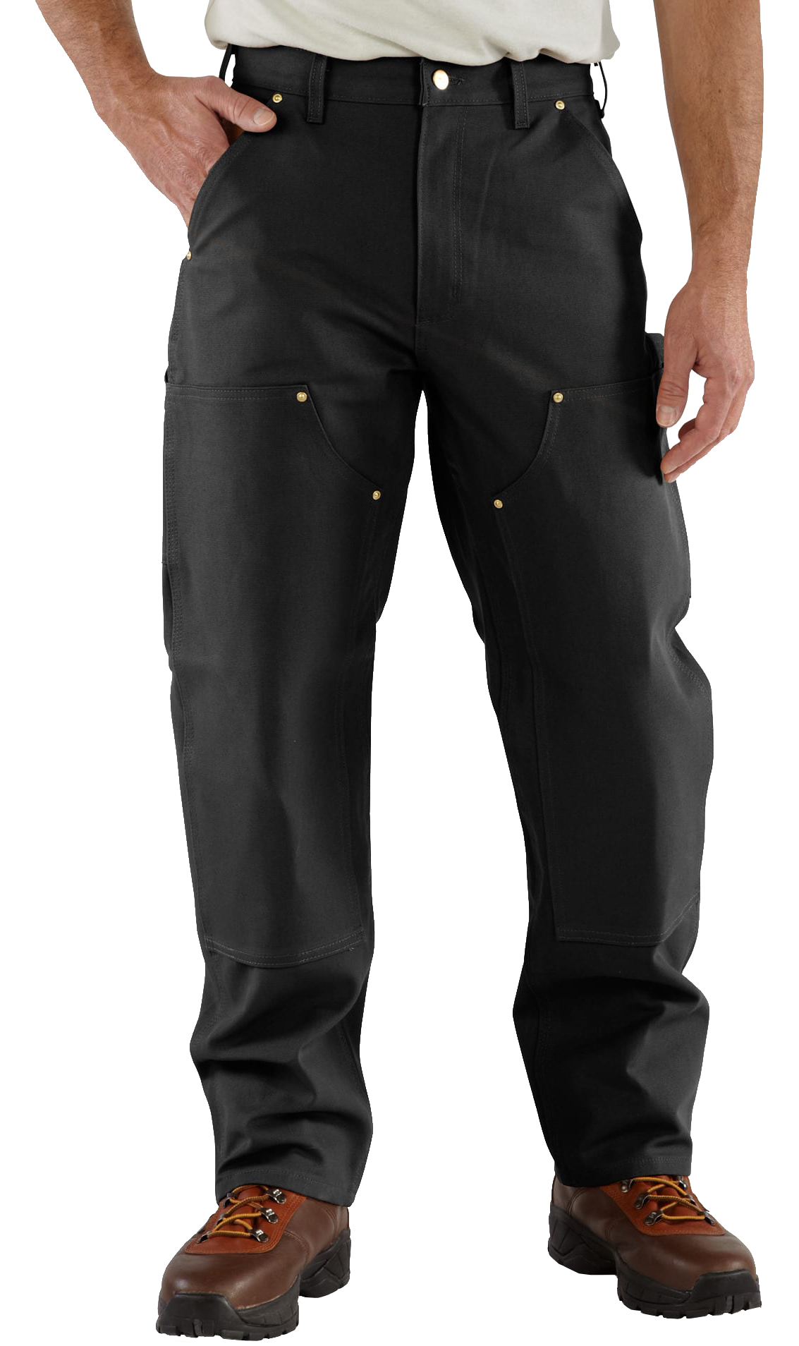 Image of Carhartt B01 Loose Straight Firm Duck Double-Front Dungarees for Men - Black - 29x30