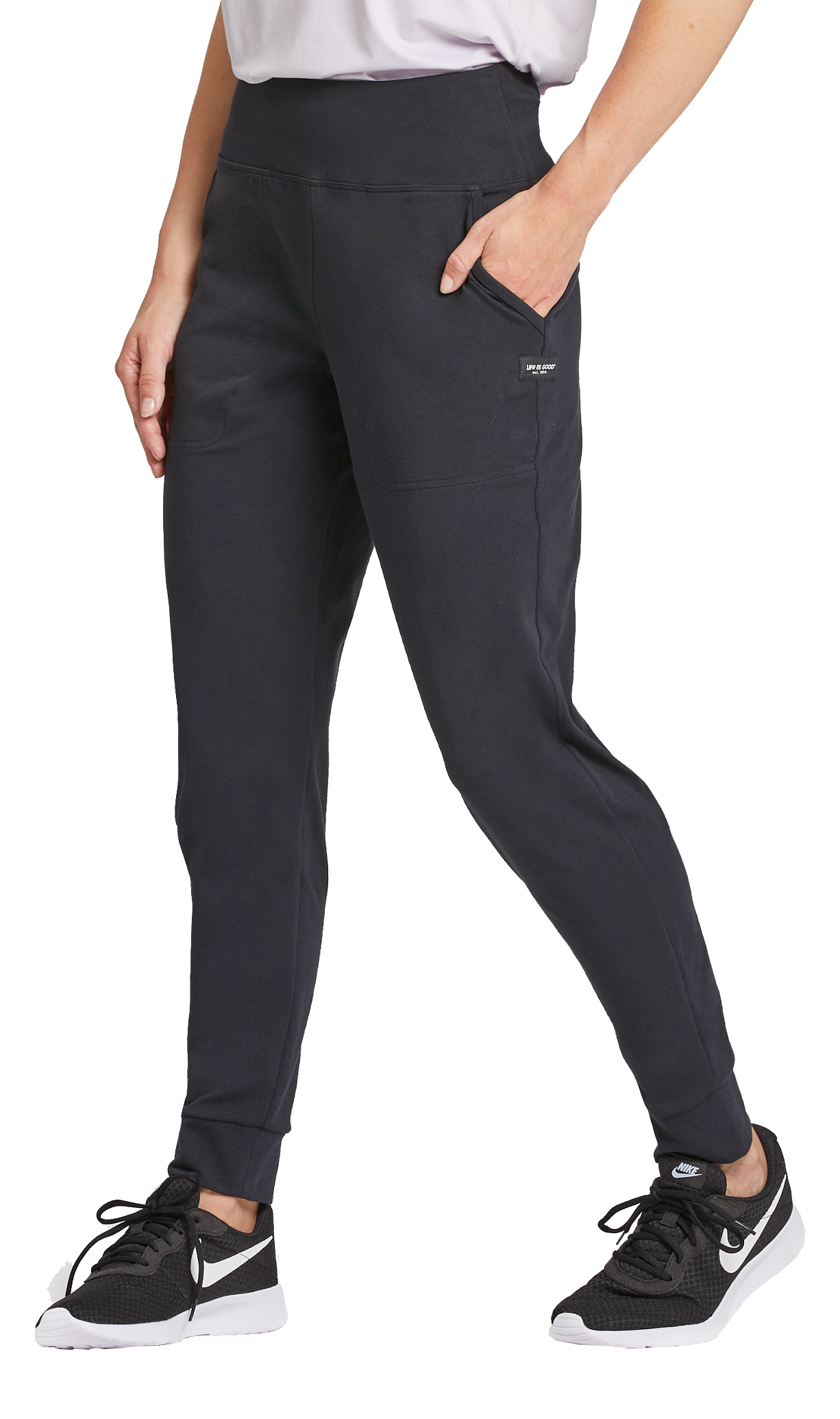Image of Life is Good Solid Crusher-FLEX Joggers for Ladies - Jet Black - XS