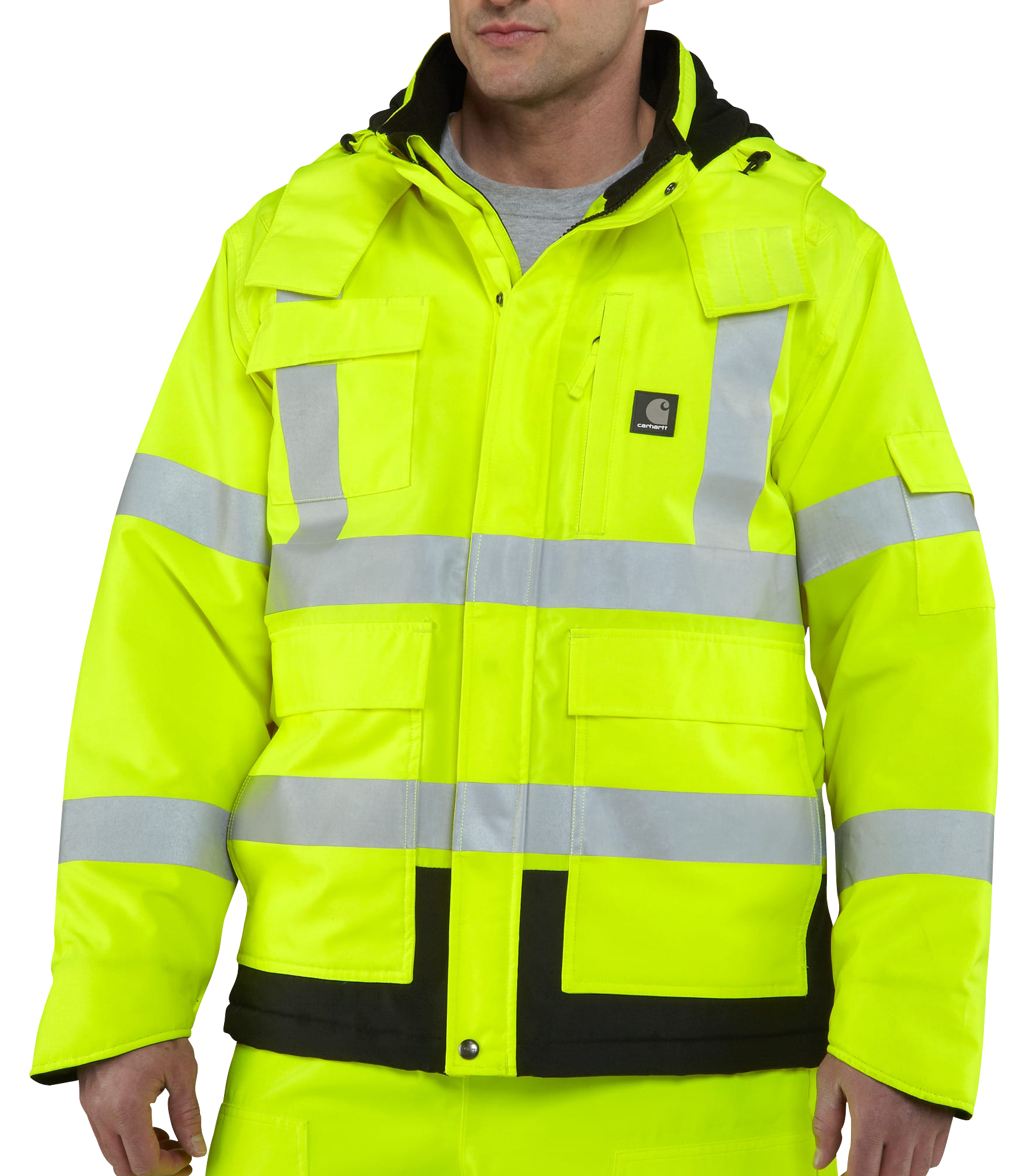 Image of Carhartt High-Visibility Storm Defender Loose-Fit Heavyweight Class 3 Jacket for Men - Brite Lime - 2XL
