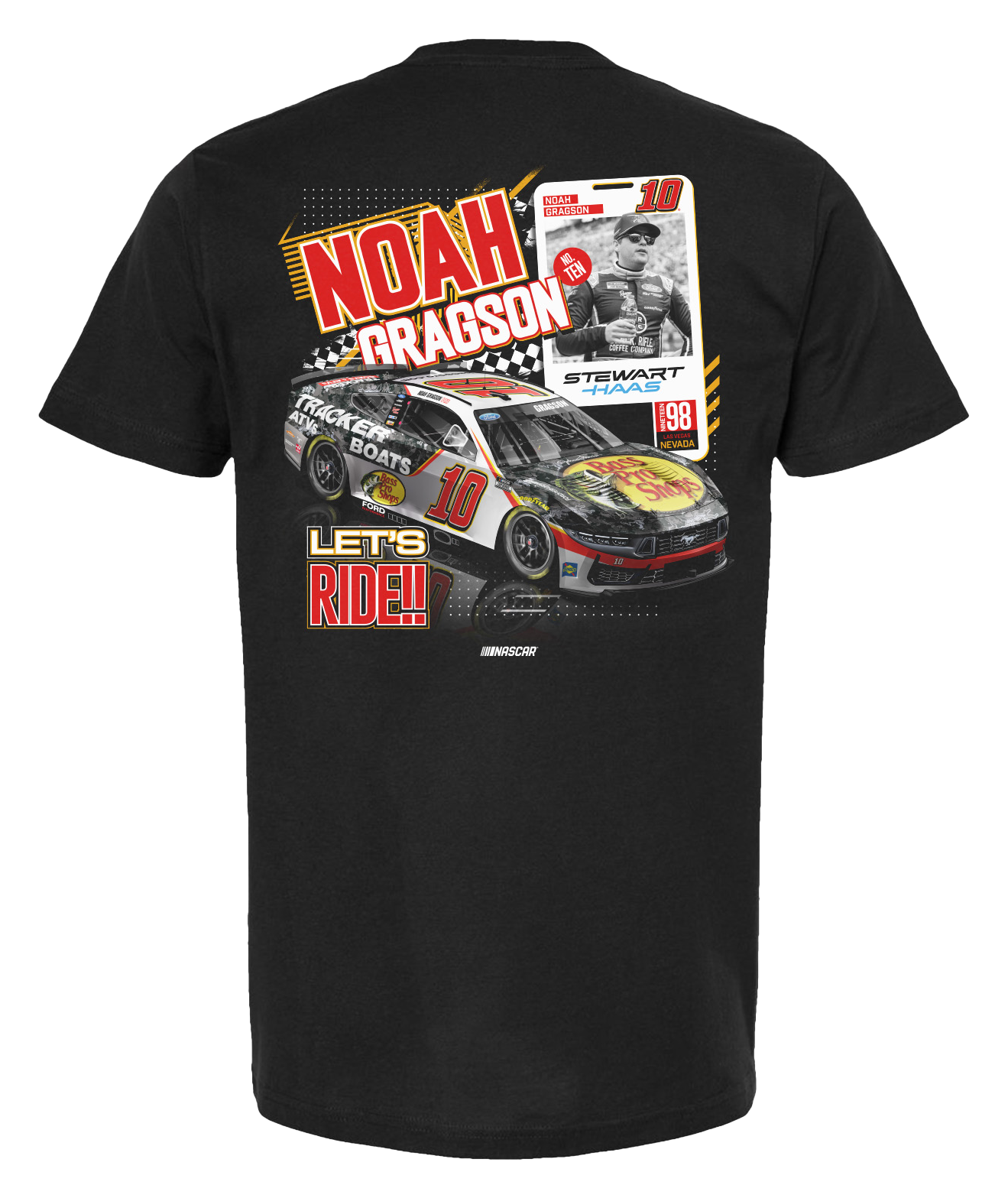 Image of NASCAR Noah Gragson Let's Ride Short-Sleeve T-Shirt for Men - Black - XL