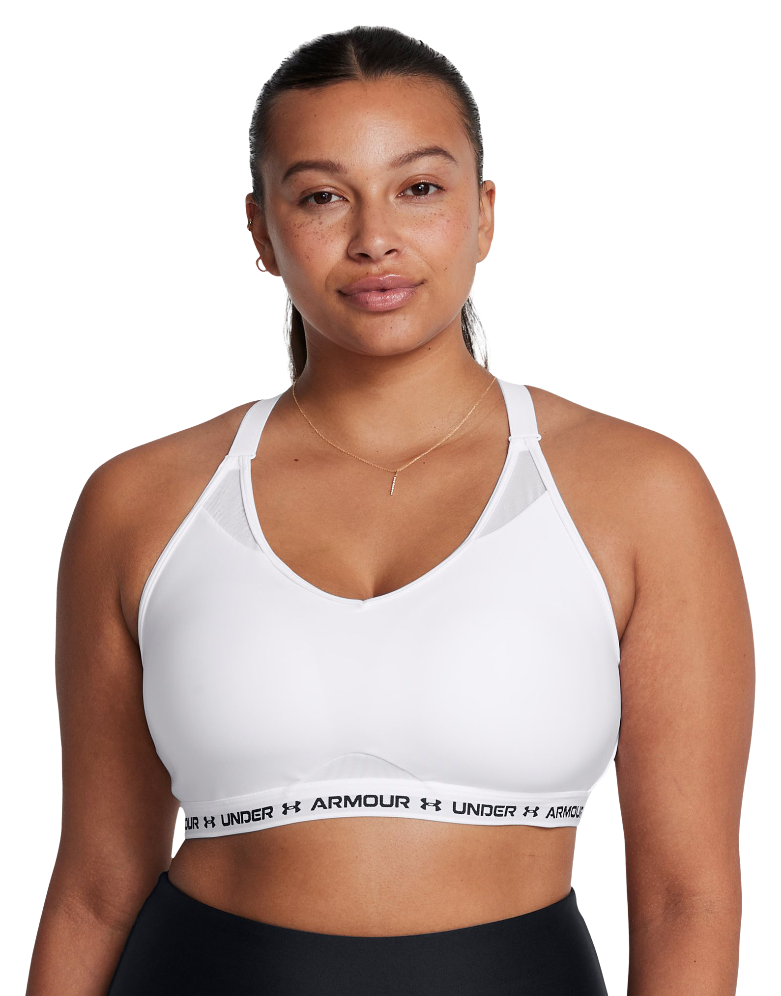 Image of Under Armour Crossback Low Sports Bra for Ladies - White/Black - M