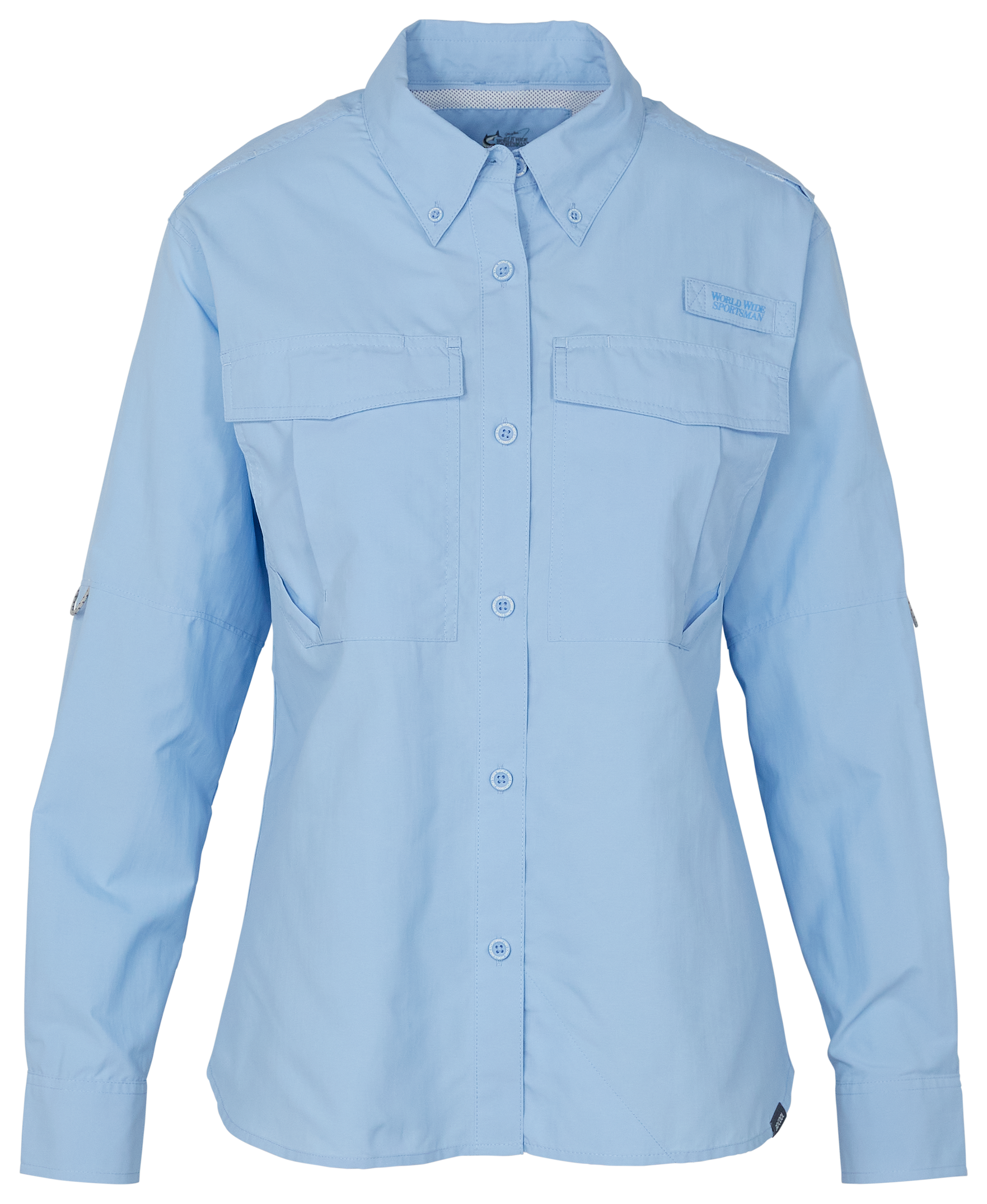 Image of World Wide Sportsman 3D Cool Nylon Angler Button-Down Long-Sleeve Shirt for Ladies - Blue Bell - XL