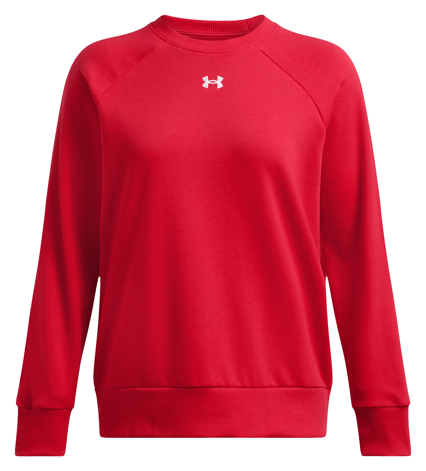 Image of Under Armour Rival Fleece Crew Long-Sleeve Pullover for Ladies - Red/White - XS