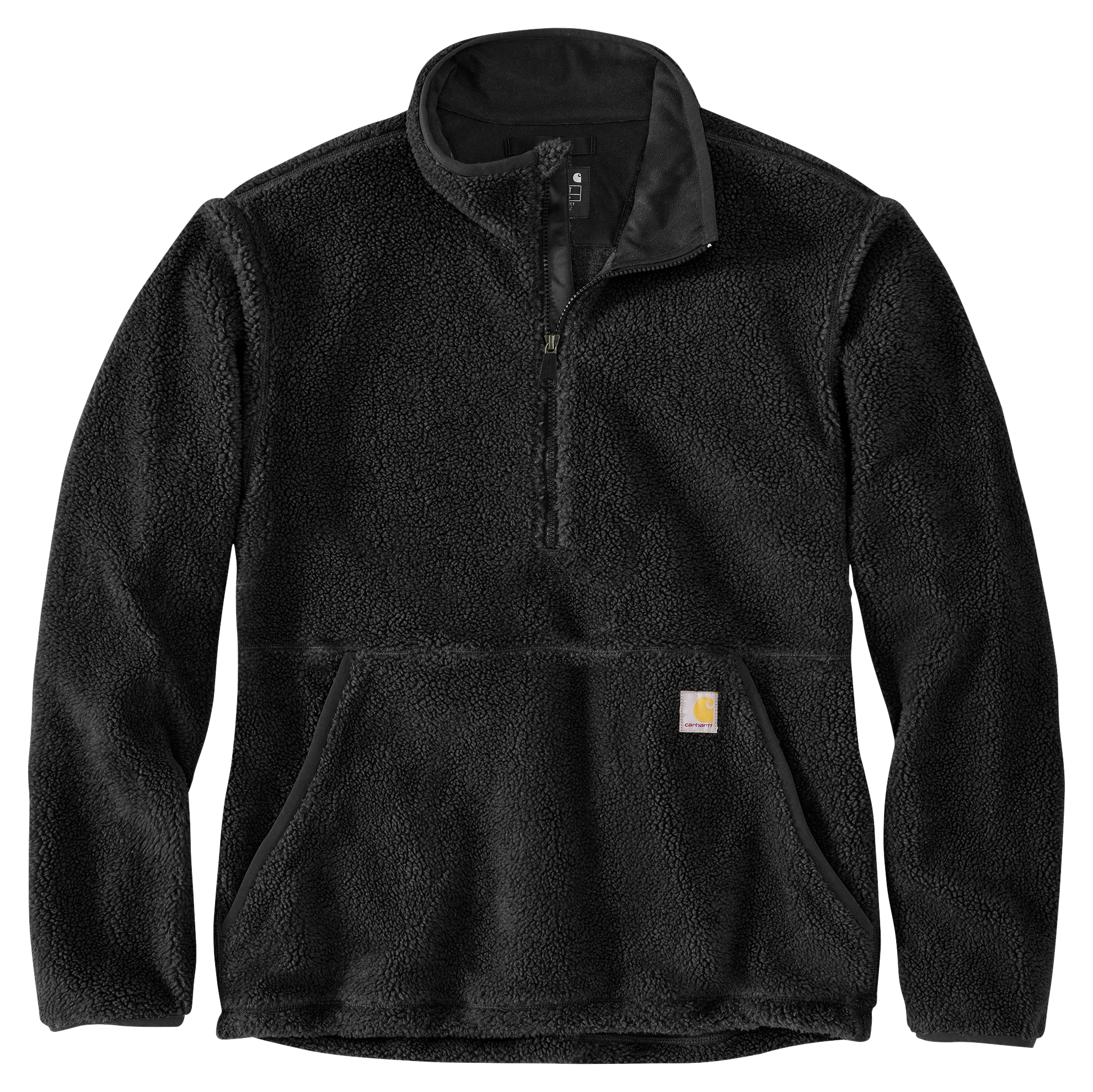 Image of Carhartt Loose-Fit Quarter-Zip Fleece Pullover for Men - Black - 3XLT