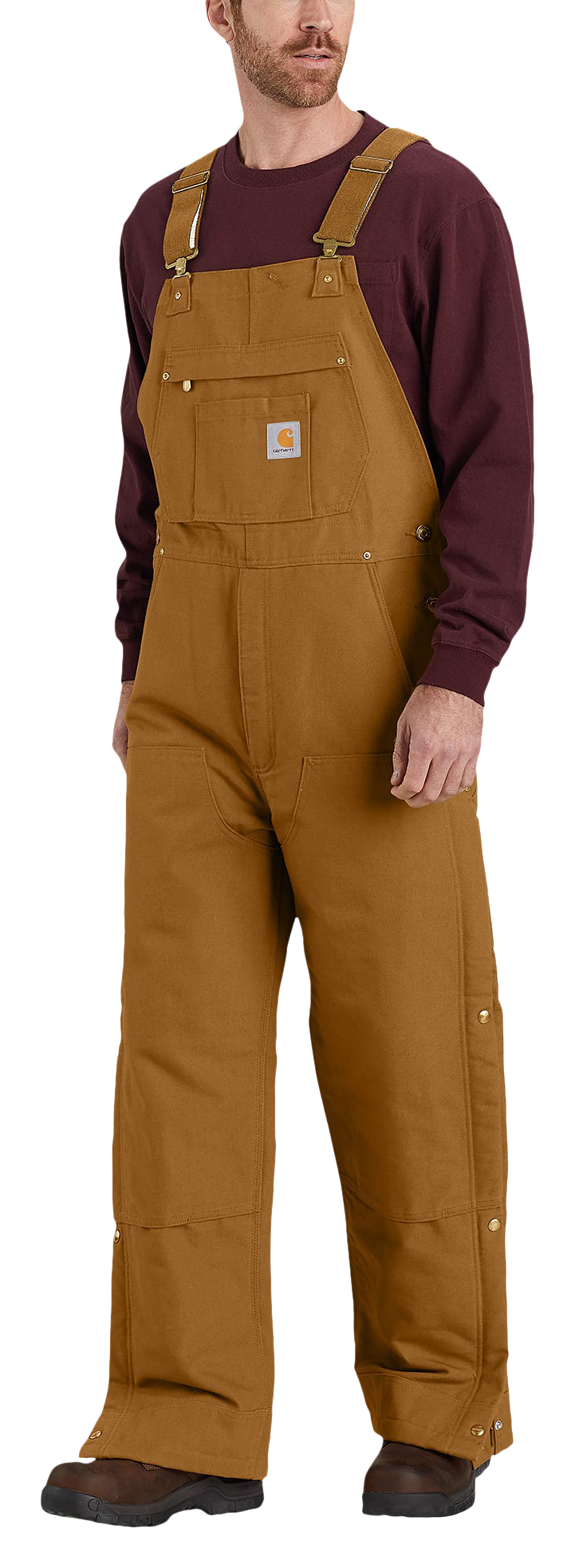 Image of Carhartt Firm Duck Loose-Fit Insulated Bib Overalls for Men - Carhartt Brown - 4XL - Short