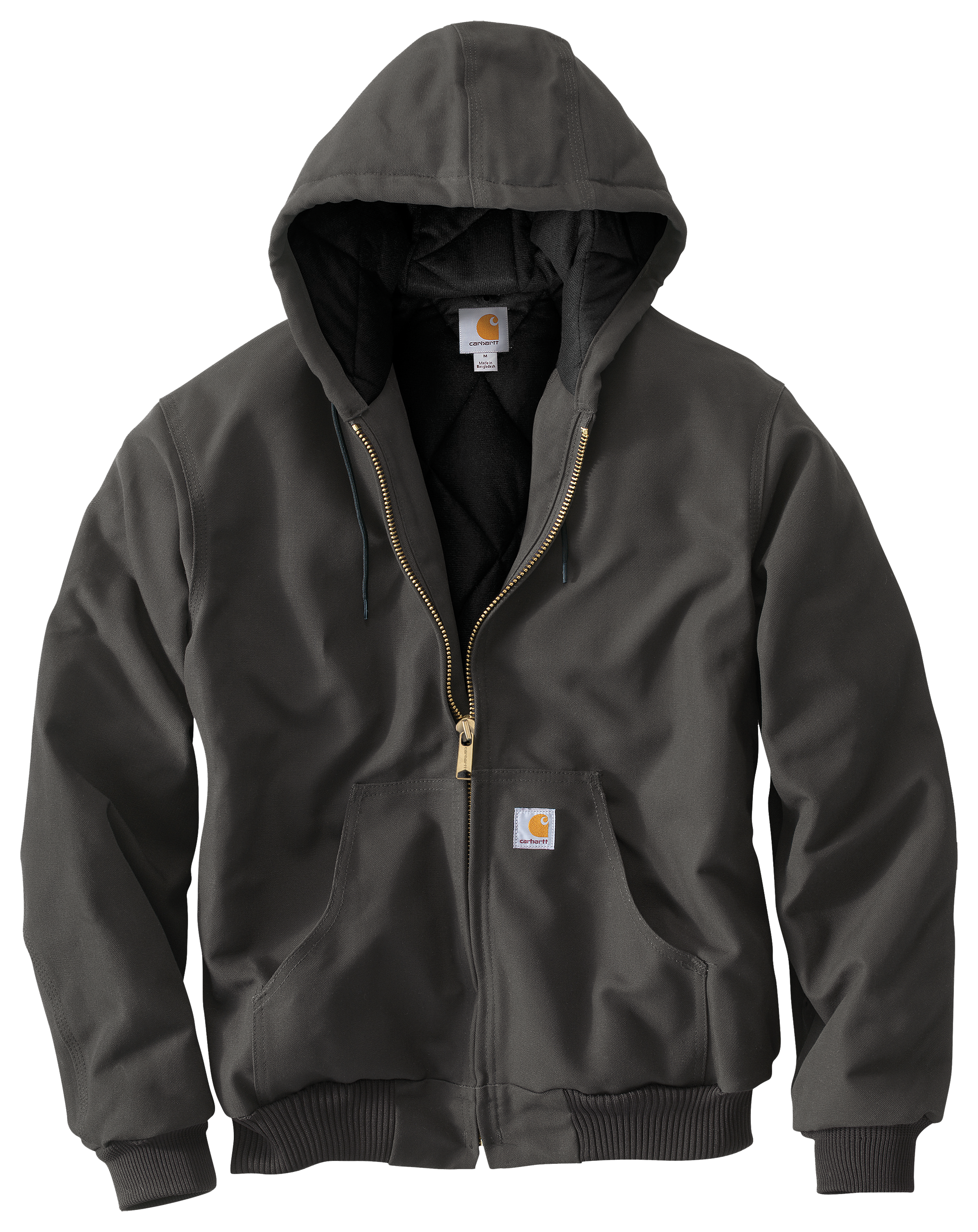 Image of Carhartt Loose-Fit Firm Duck Insulated Flannel-Lined Active Jacket for Men - Gravel