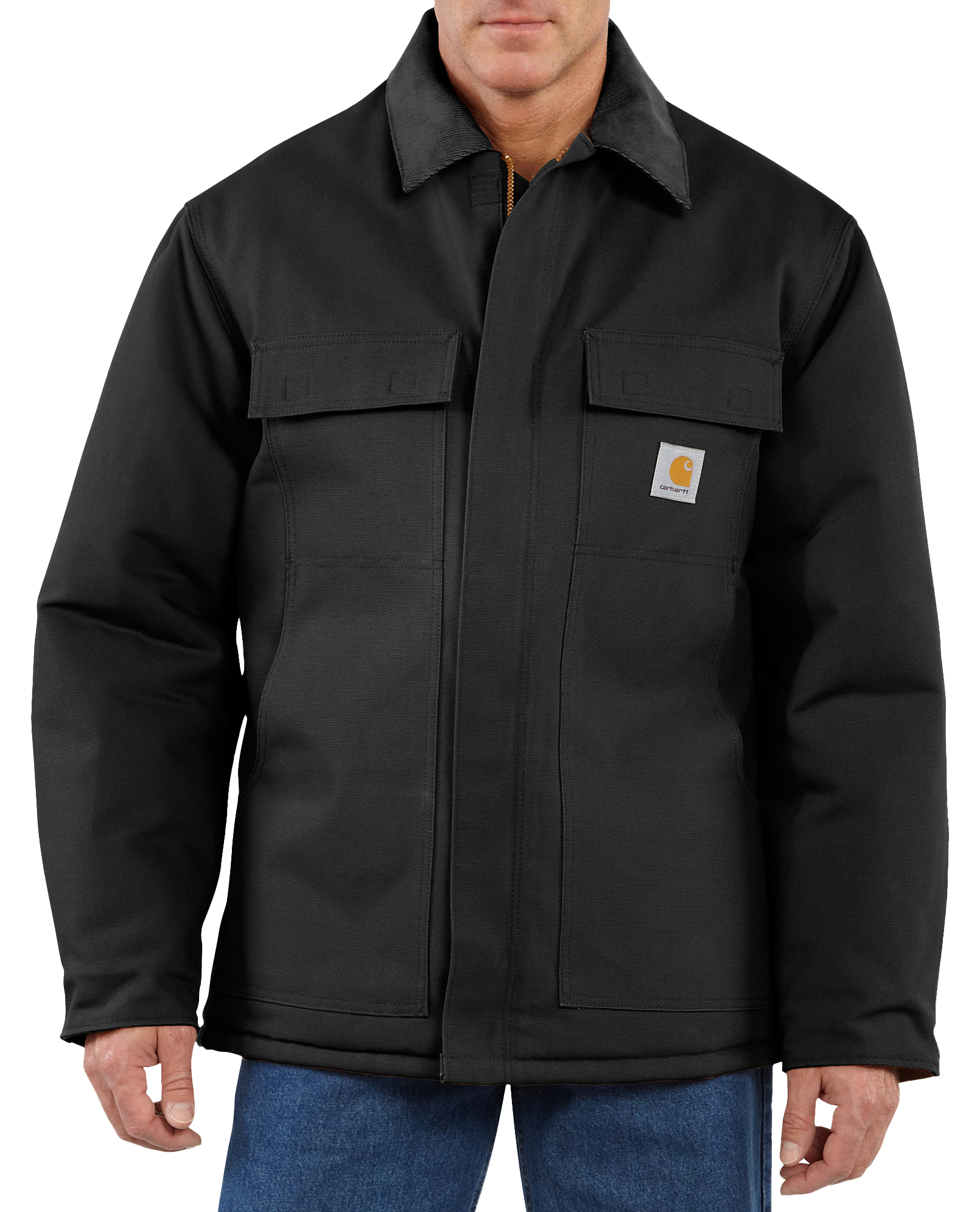 Image of Carhartt C003 Loose-Fit Firm Duck Insulated Traditional Coat for Men - Black - S