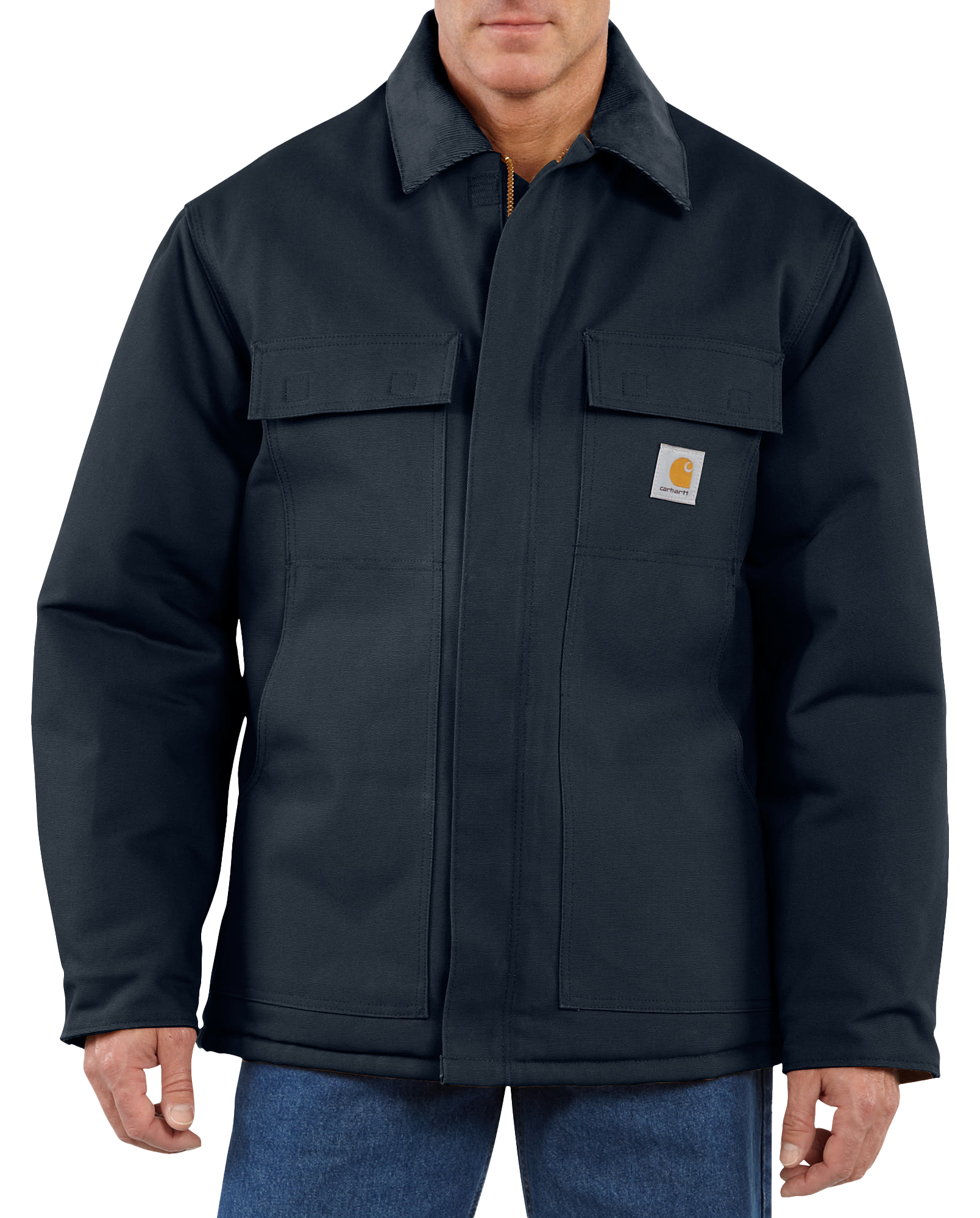 Image of Carhartt C003 Loose-Fit Firm Duck Insulated Traditional Coat for Men - Dark Navy - 3XL