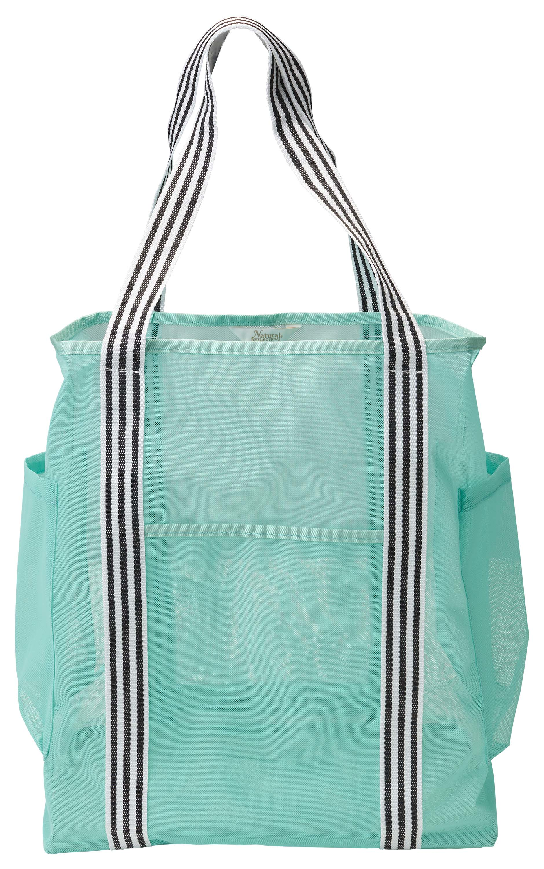 Image of Natural Reflections Mesh Stripe Tote Bag - Pool Blue