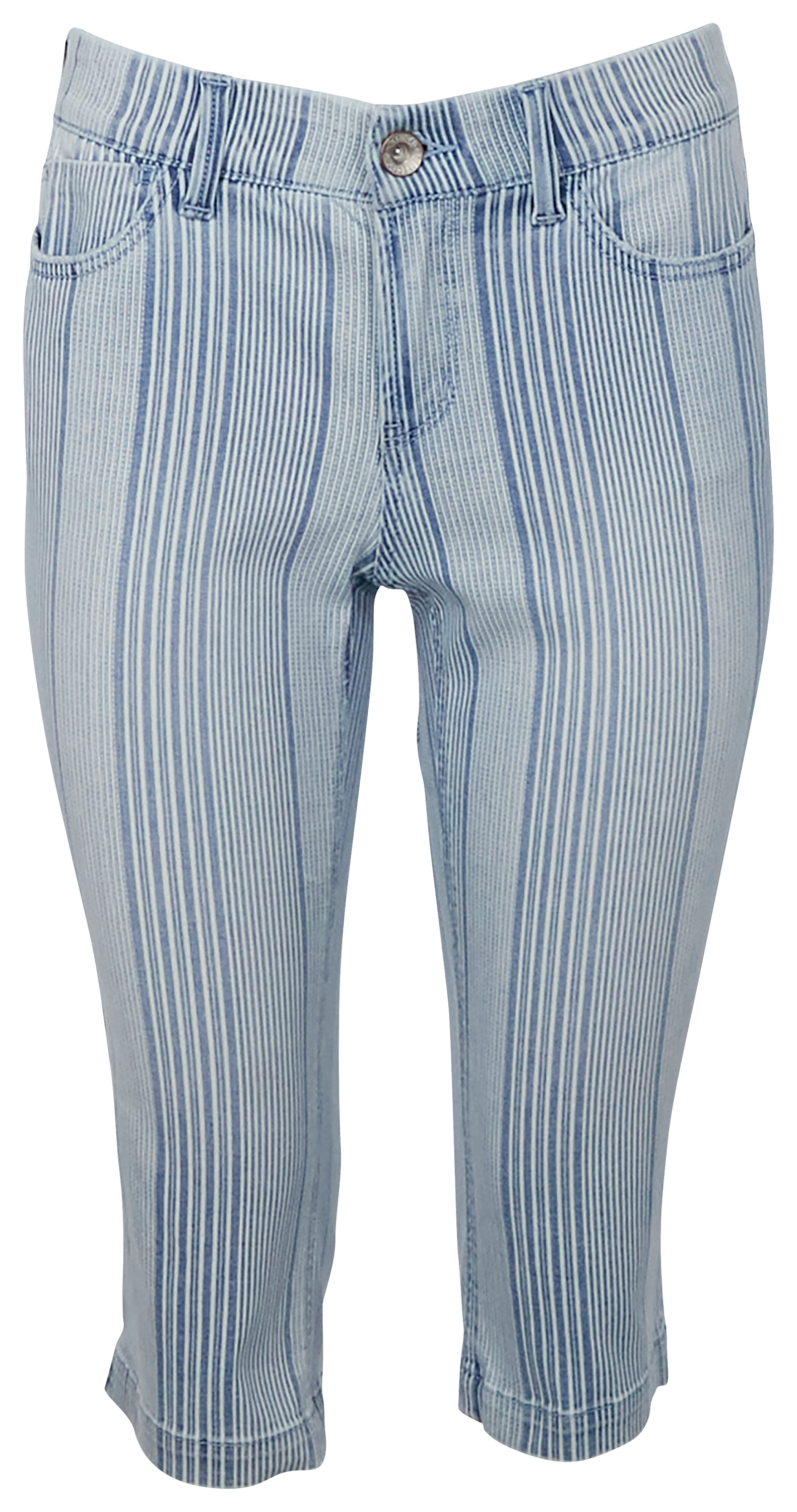 Image of Natural Reflections Campside Skimmer Capris - Indigo Stripe