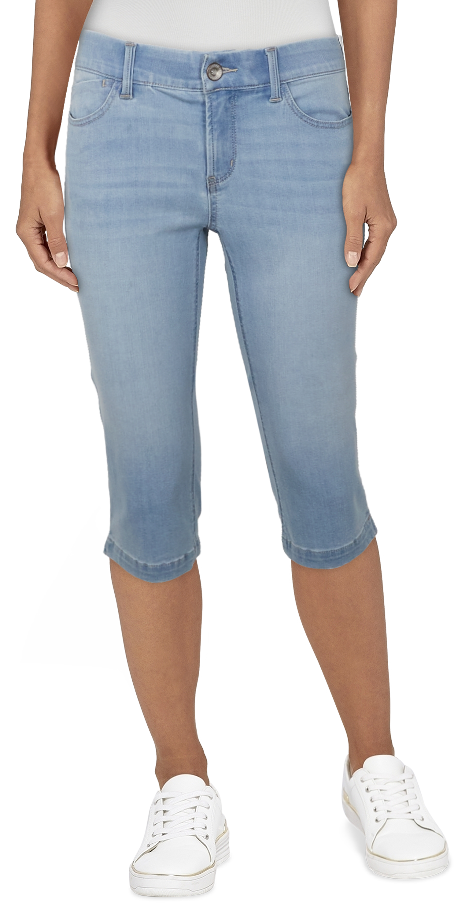 Image of Natural Reflections Campside Skimmer Capris for Ladies - Light Wash - 8