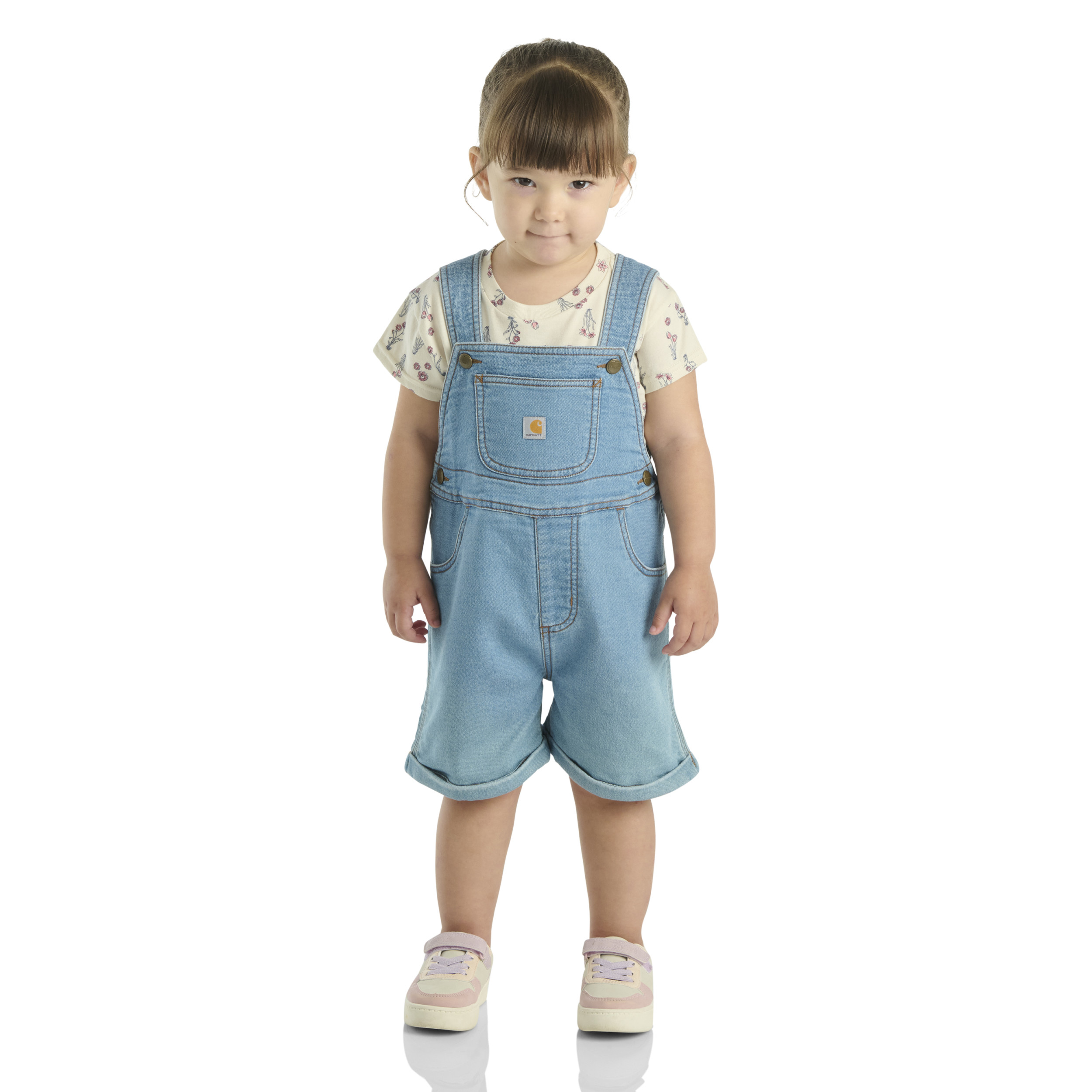 CARHARTT Floral Short-Sleeve T-Shirt and Denim Shortalls Set for Toddlers