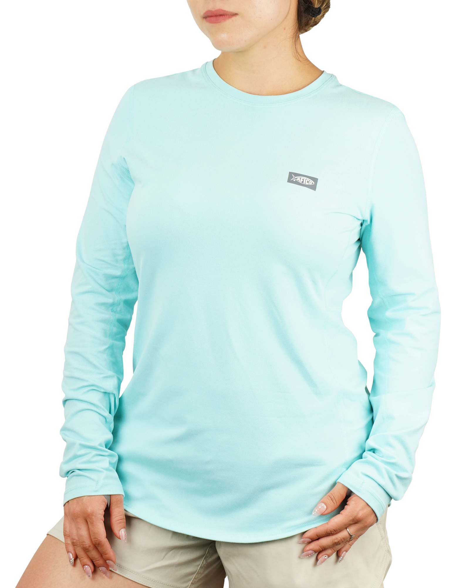 Image of AFTCO Air-O-Mesh Performance Long-Sleeve Shirt for Ladies - Pastel Turquoise Heather