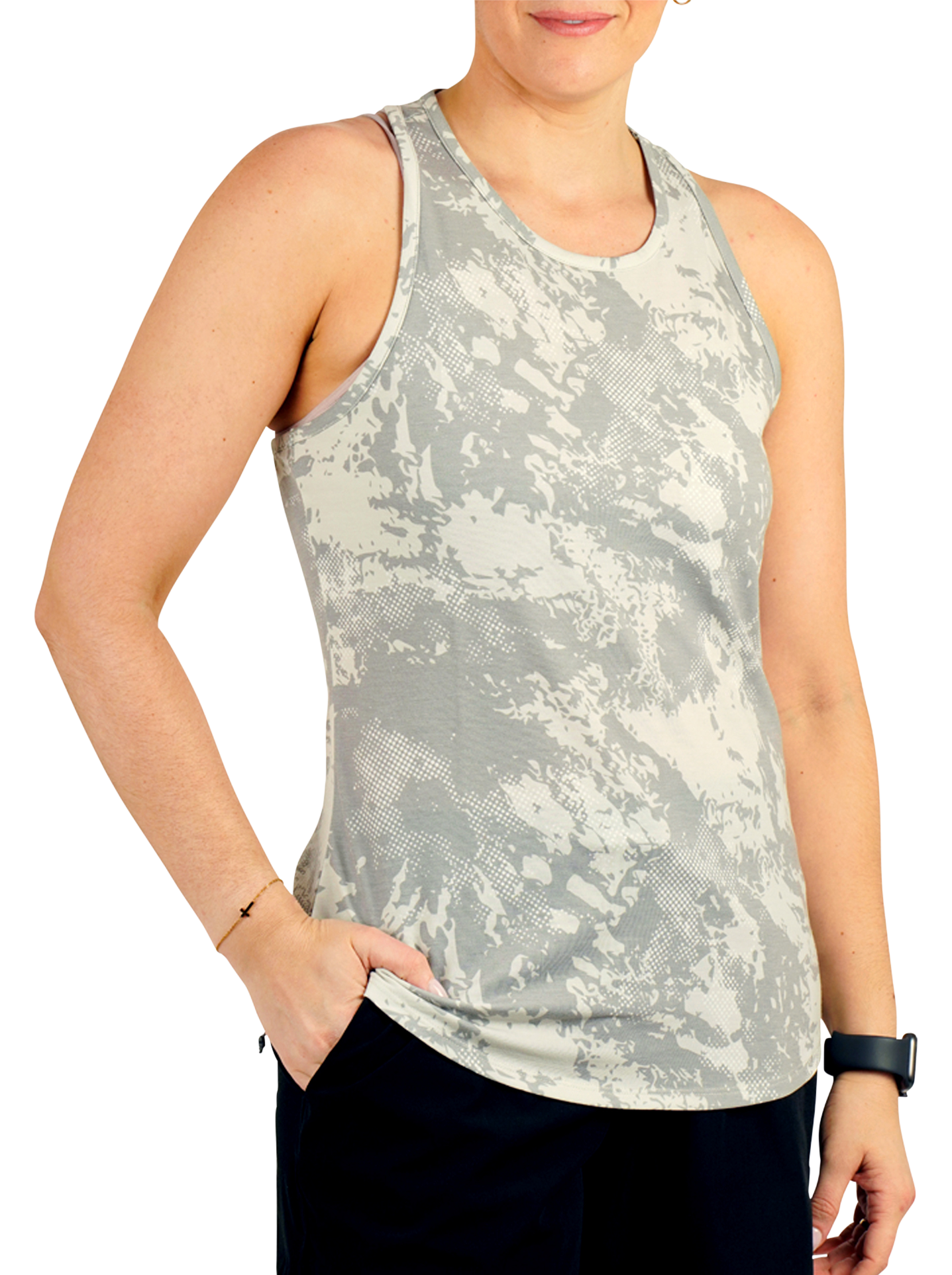 Image of AFTCO Ocean Bound Printed Racerback Tank - Silver Storm Camo