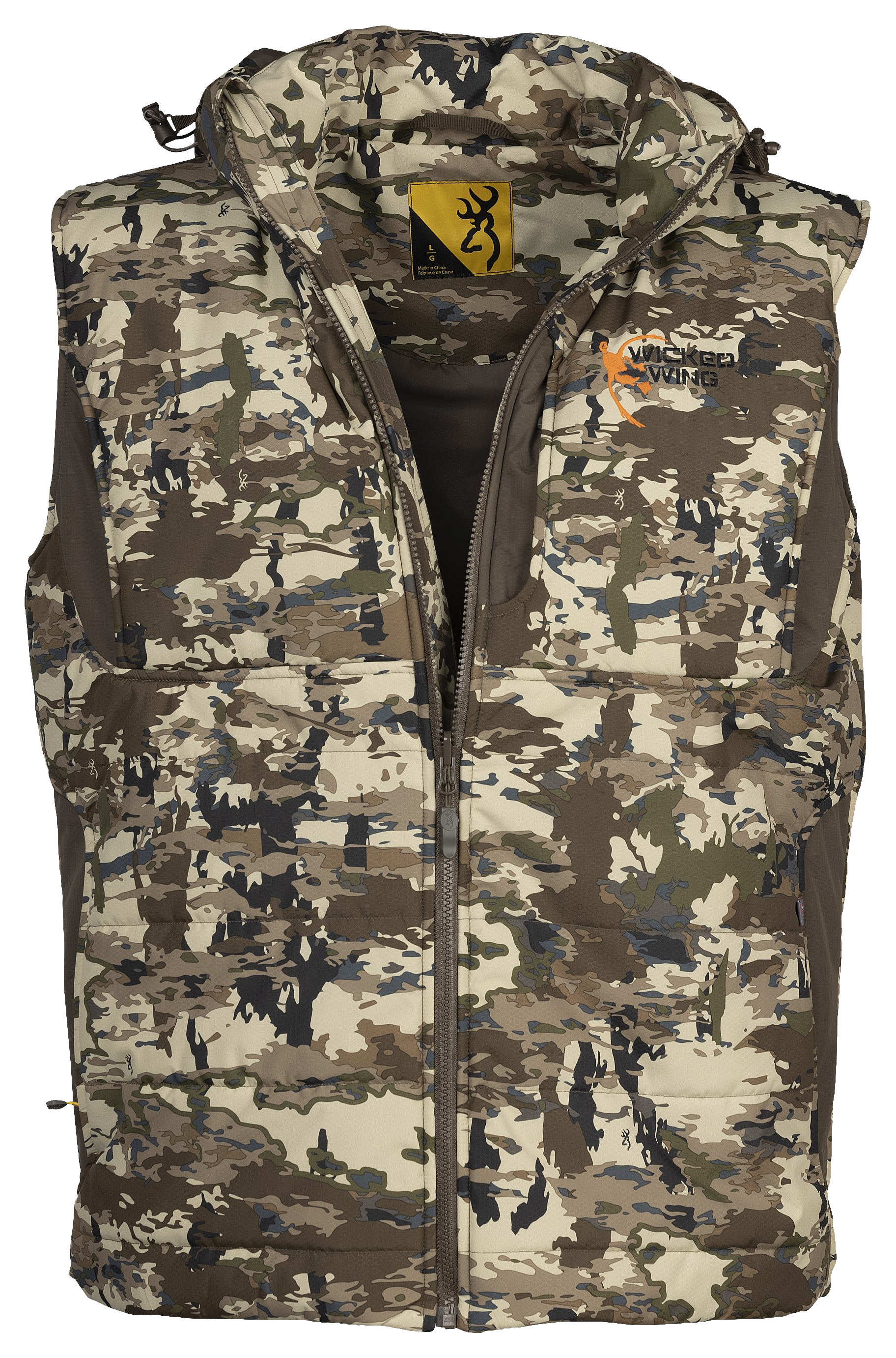 Image of Browning Wicked Wing Hooded Insulated Vest for Men - Browning AURIC Concealment - M