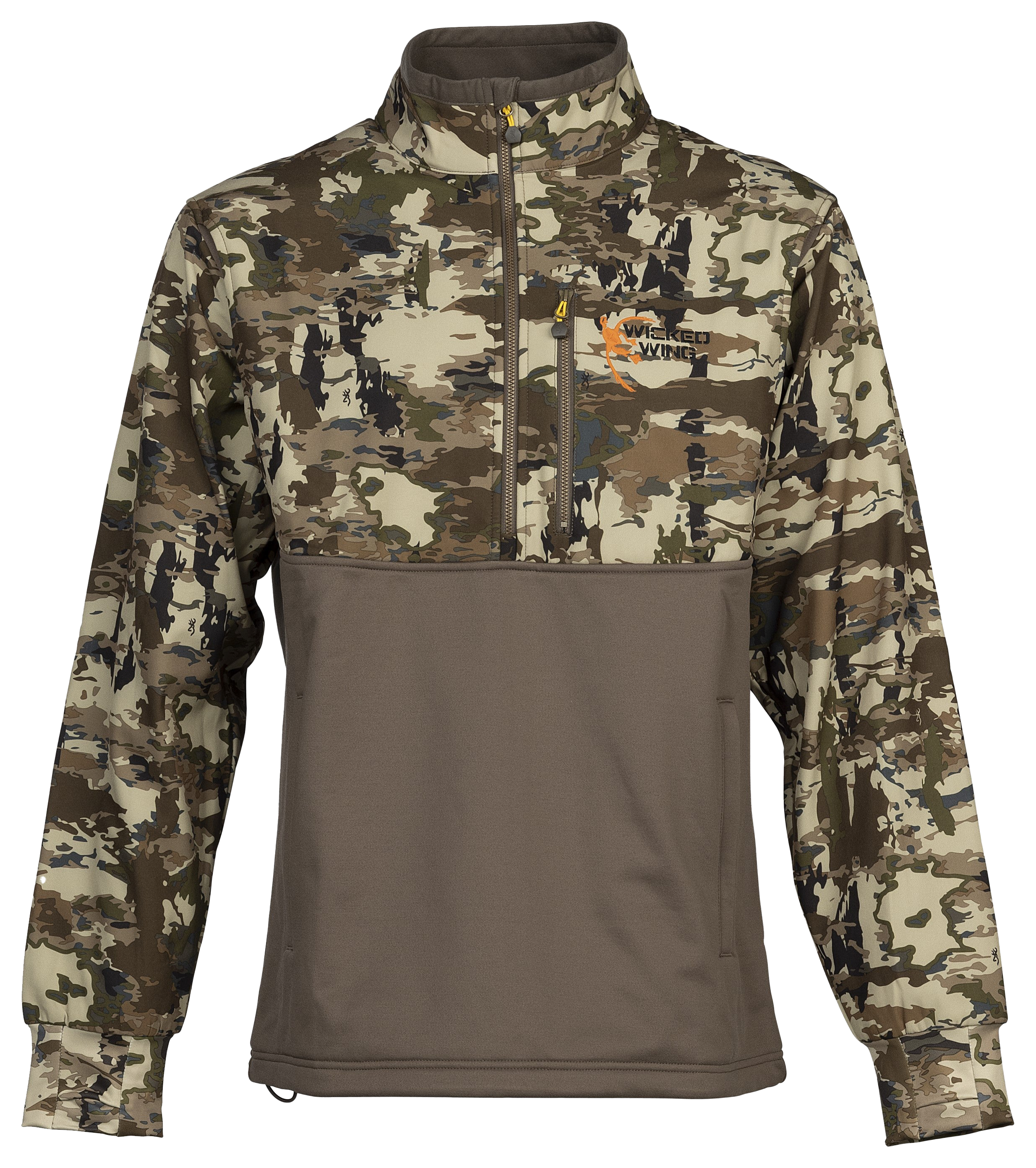 Image of Browning Wicked Wing Smoothbore Quarter-Zip Pullover for Men - Browning AURIC Concealment