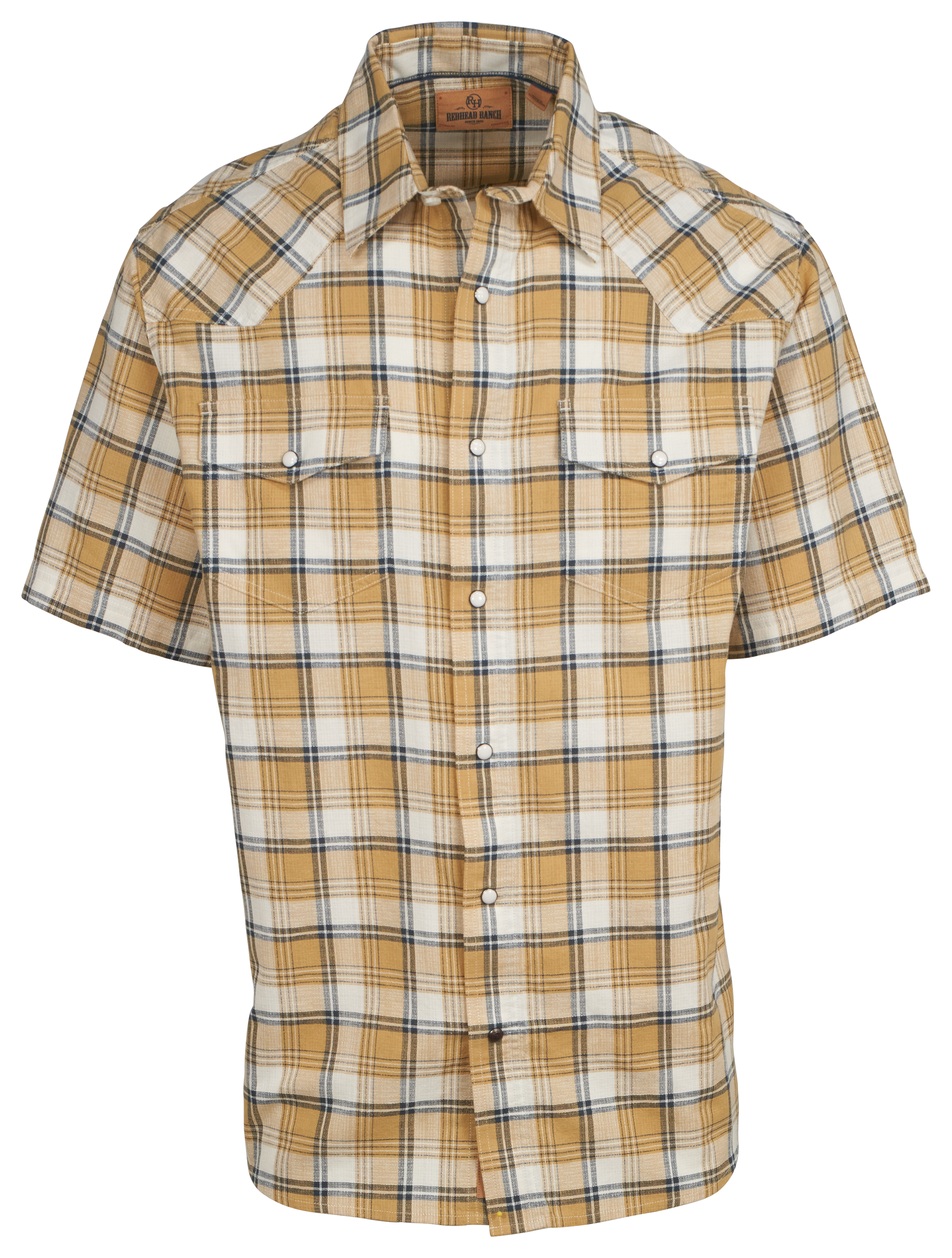 Image of RedHead Ranch Buckholts Snap-Front Plaid Short-Sleeve Shirt for Men - Antelope Plaid