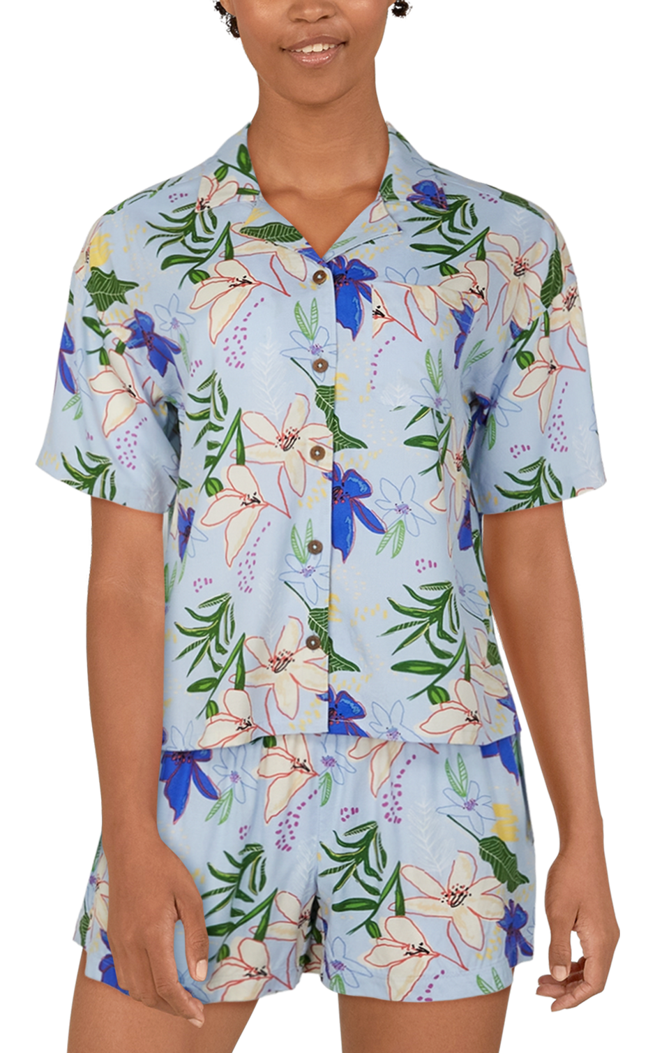 Natural Reflections Tropical Resort Button-Down Short-Sleeve Shirt for Ladies