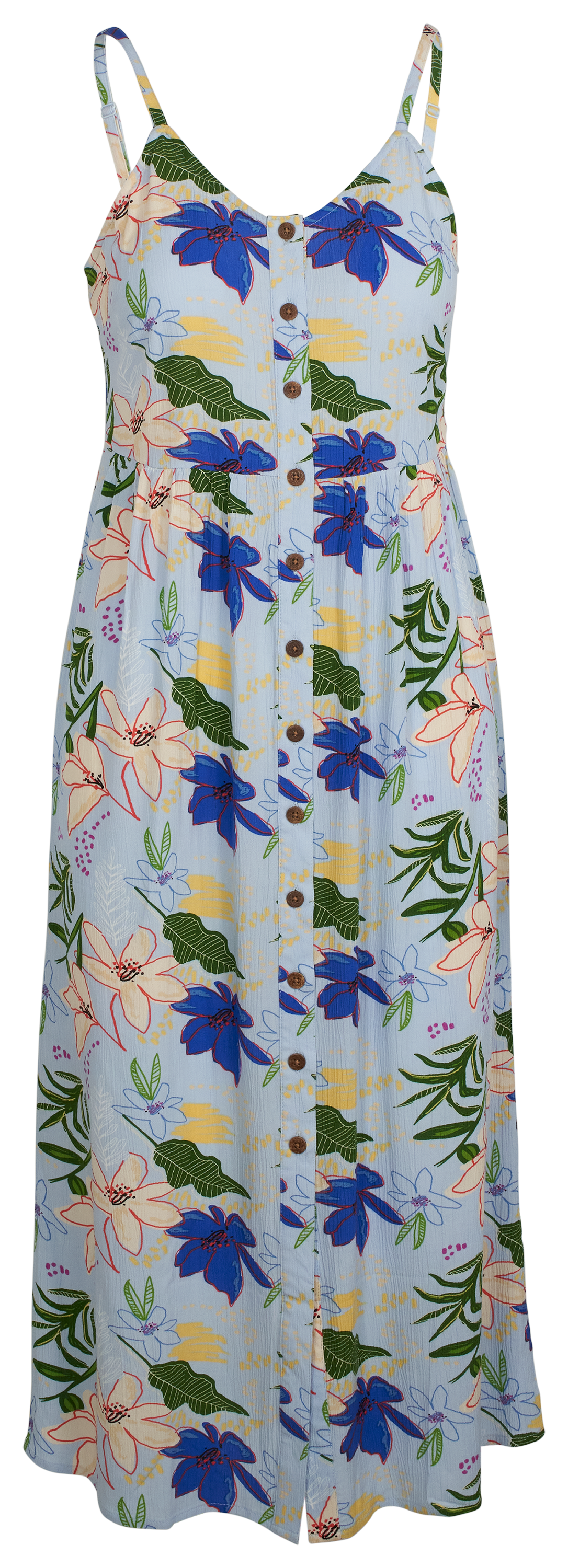 Image of Natural Reflections Tropical Midi Dress - Skyway