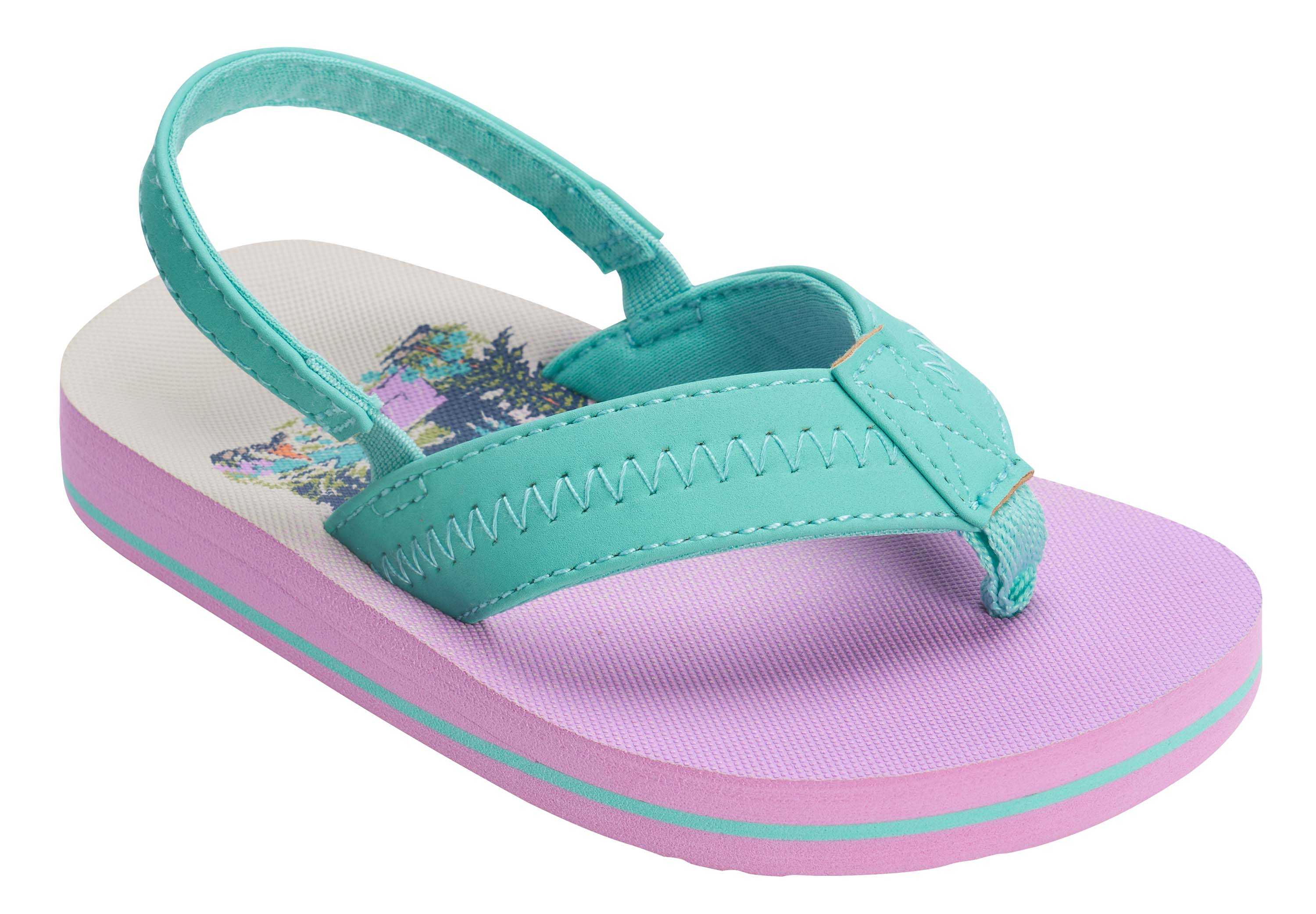 Image of Outdoor Kids Starfish Flip Thong Sandals for Toddlers - Teal/Pink