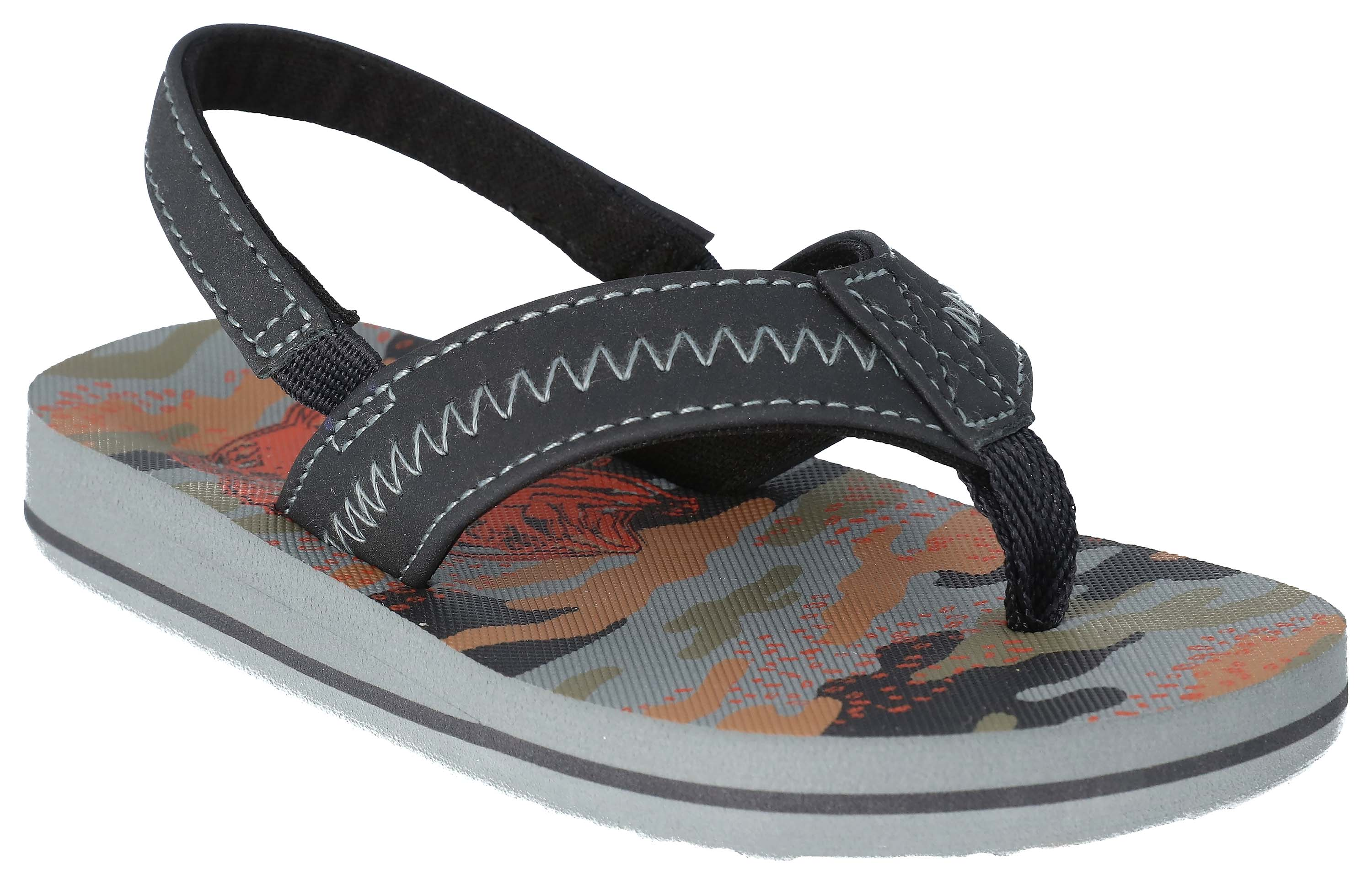 Image of Outdoor Kids Starfish Flip Thong Sandals for Toddlers - Gray/Orange - 10 Toddler