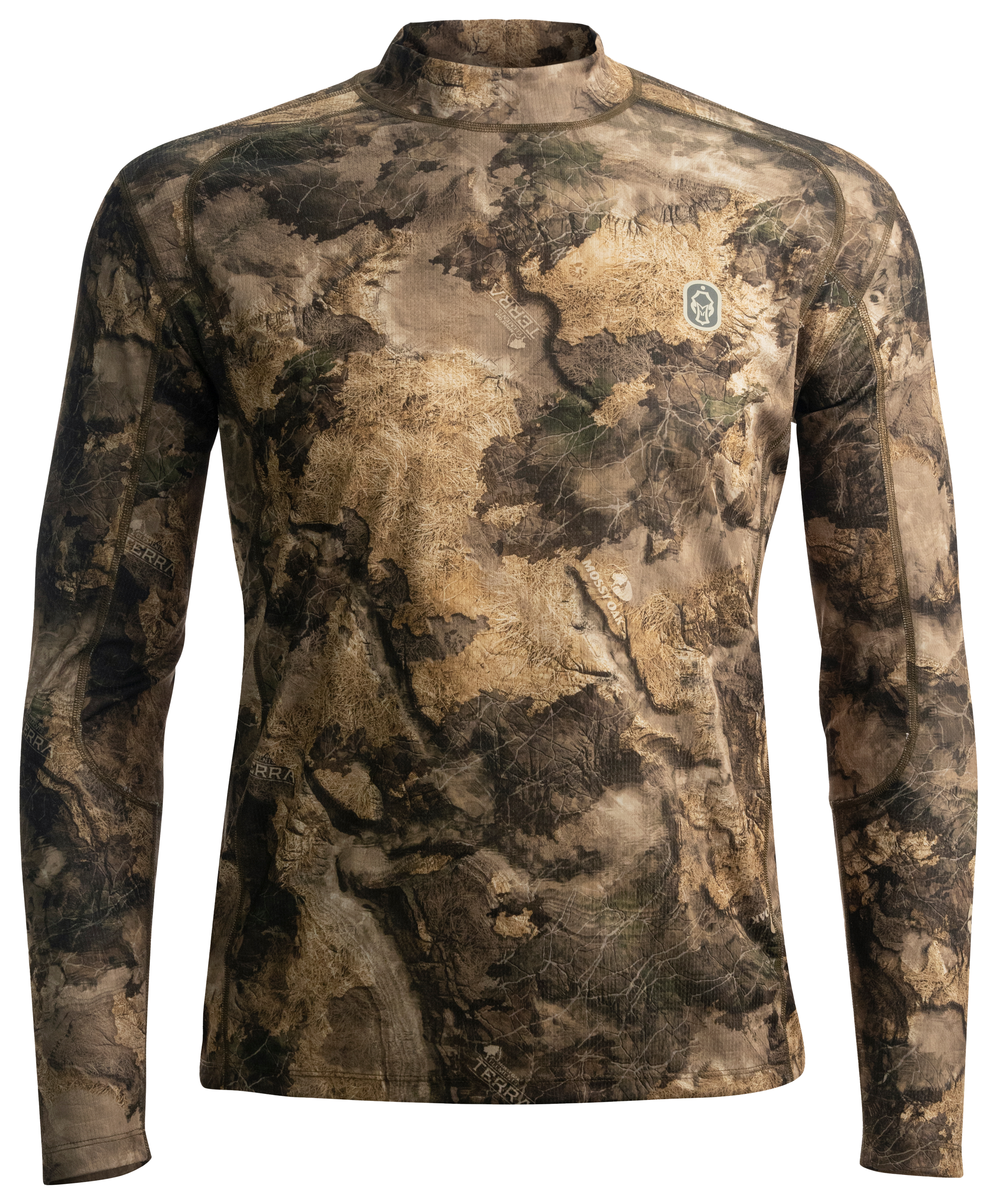Image of Hardcore Power T Long-Sleeve Crew Shirt for Men - Mossy Oak Elements Terra Bayou