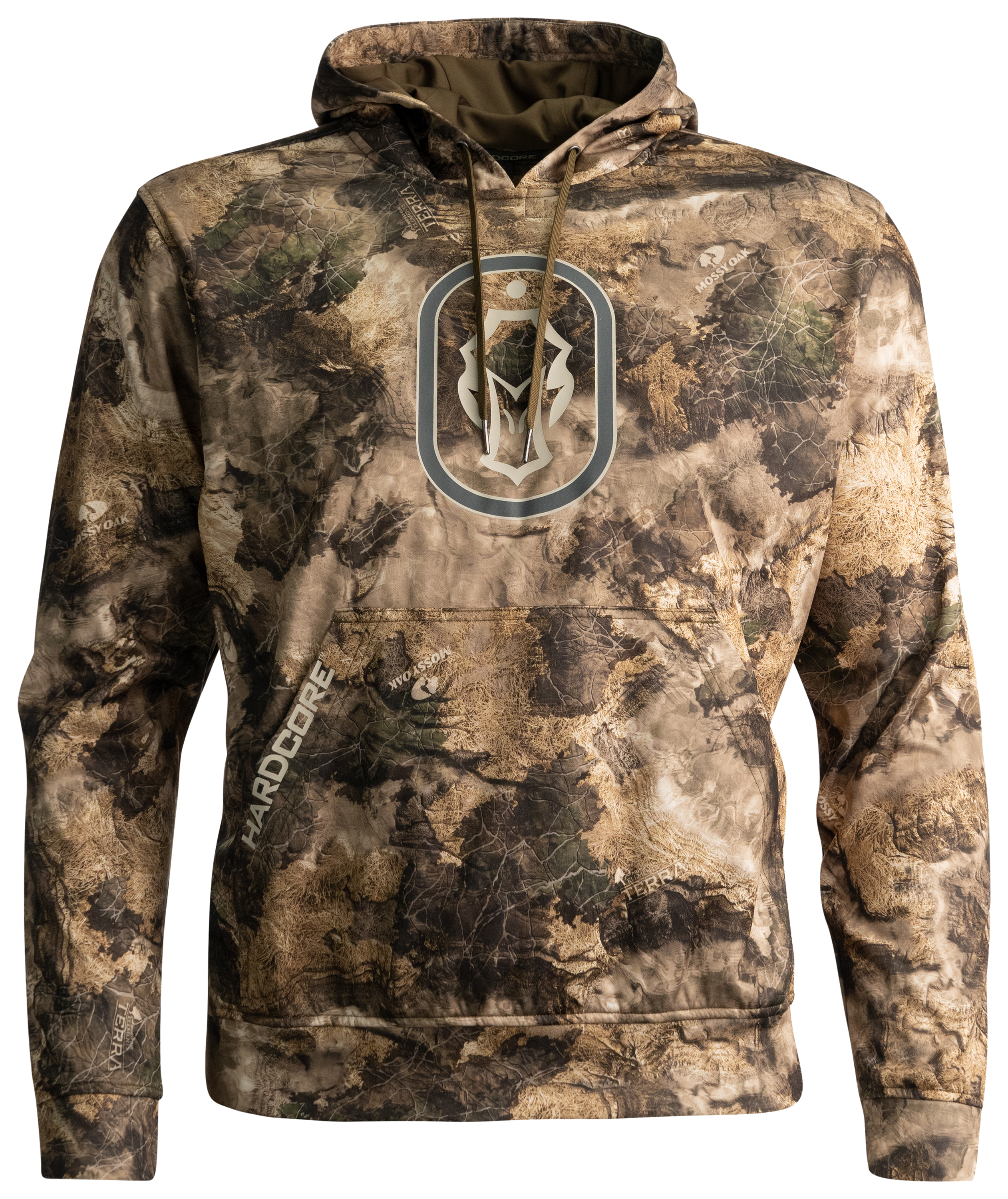 Image of Hardcore Waterfowl Logo Hoodie for Men - Mossy Oak Elements Terra Bayou - XL
